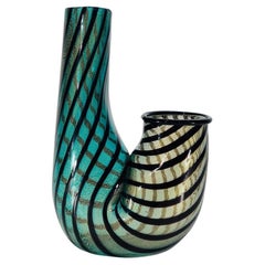 Archimede Seguso Vase aus Murano Glas mit Gold und Glasapplikationen um 1950