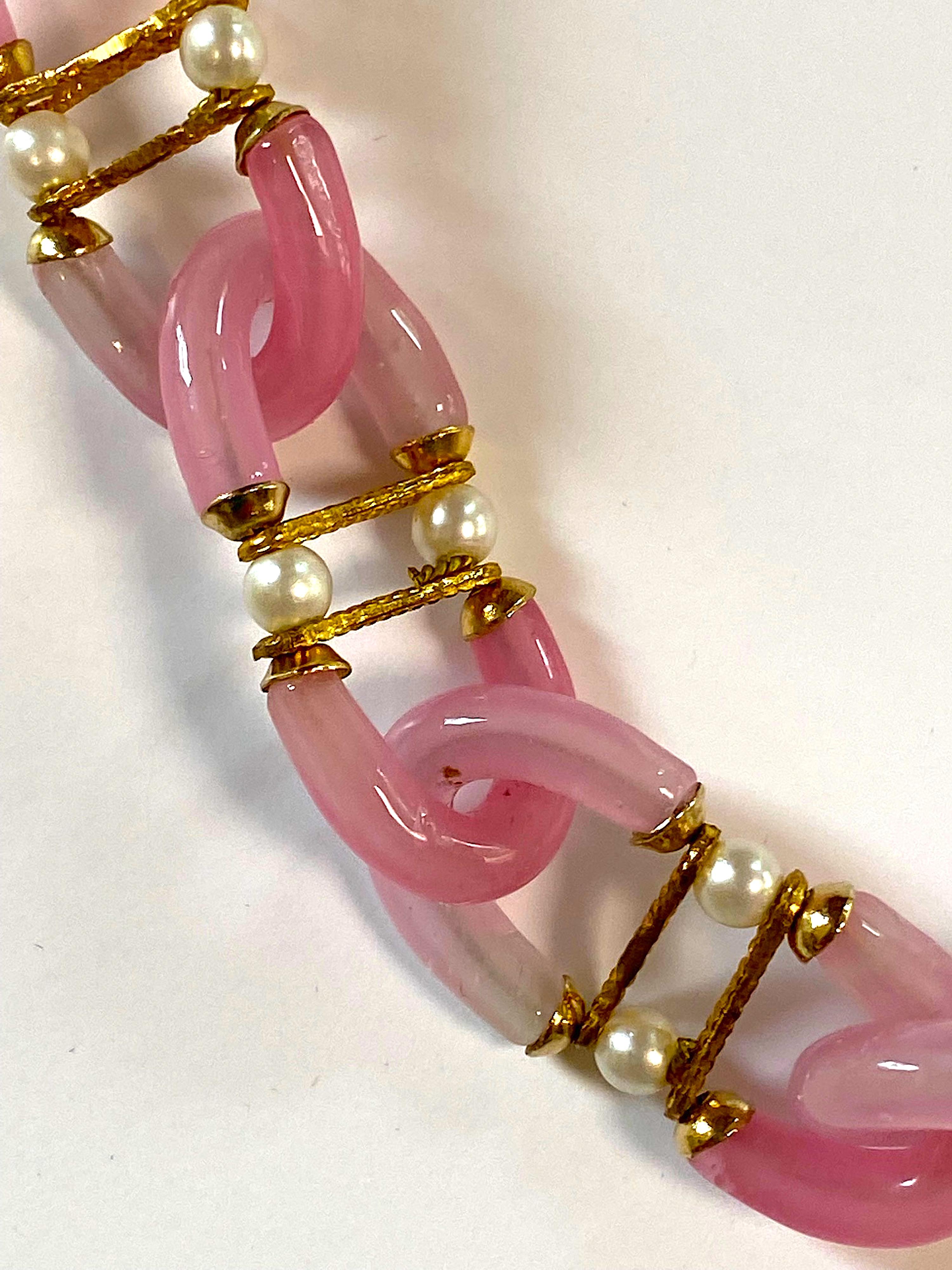 Archimede Seguso, Vetri d'Arte, for Chanel Rose Pink Glass Chain Necklace, 1960s 9
