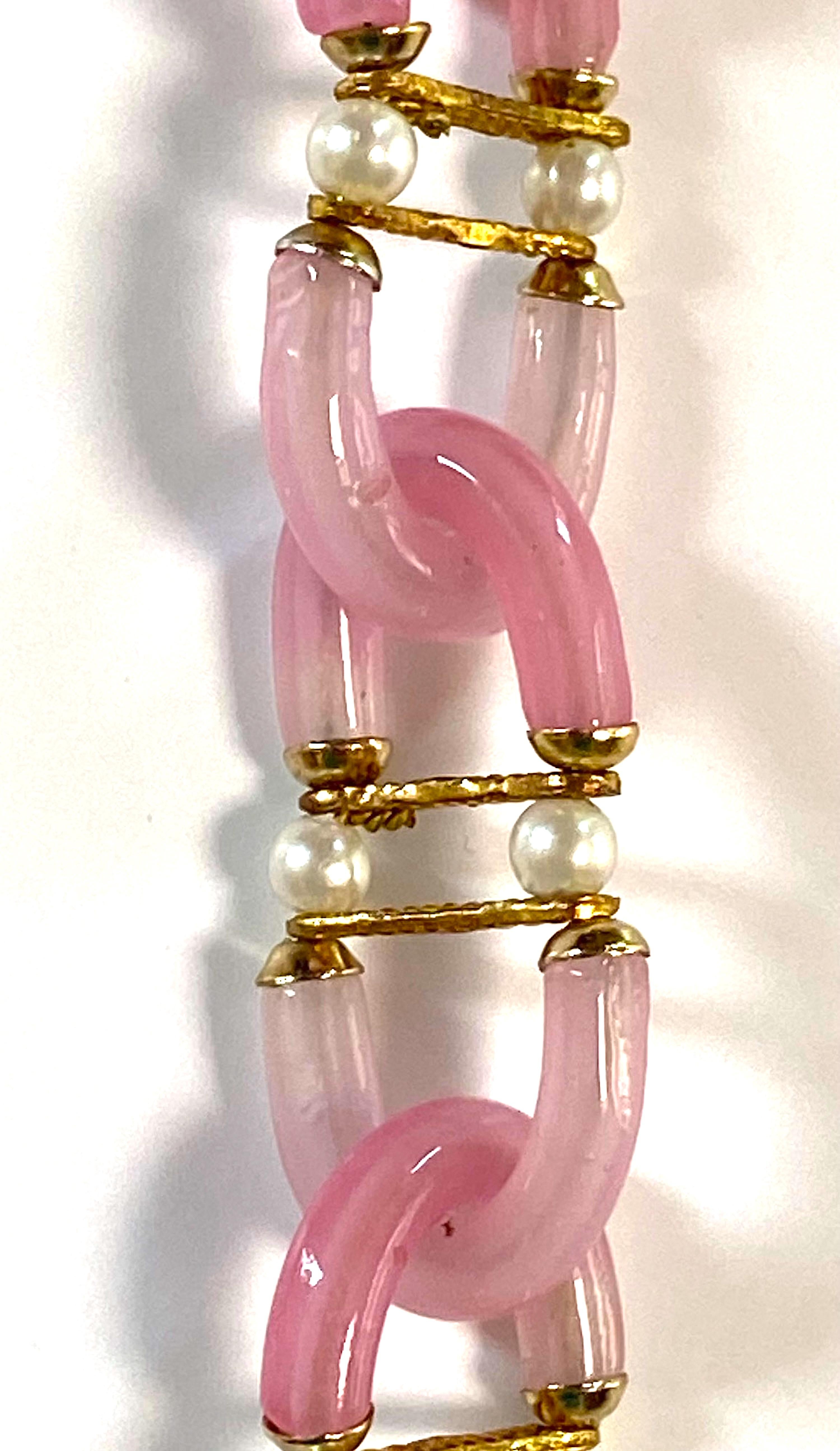 Archimede Seguso, Vetri d'Arte, for Chanel Rose Pink Glass Chain Necklace, 1960s 10