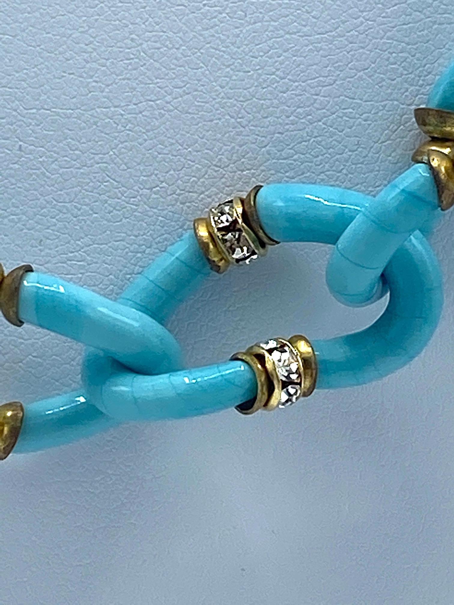 Archimede Seguso, Vetri d'Arte, for Chanel Turquoise Glass Chain Necklace, 1960s 6