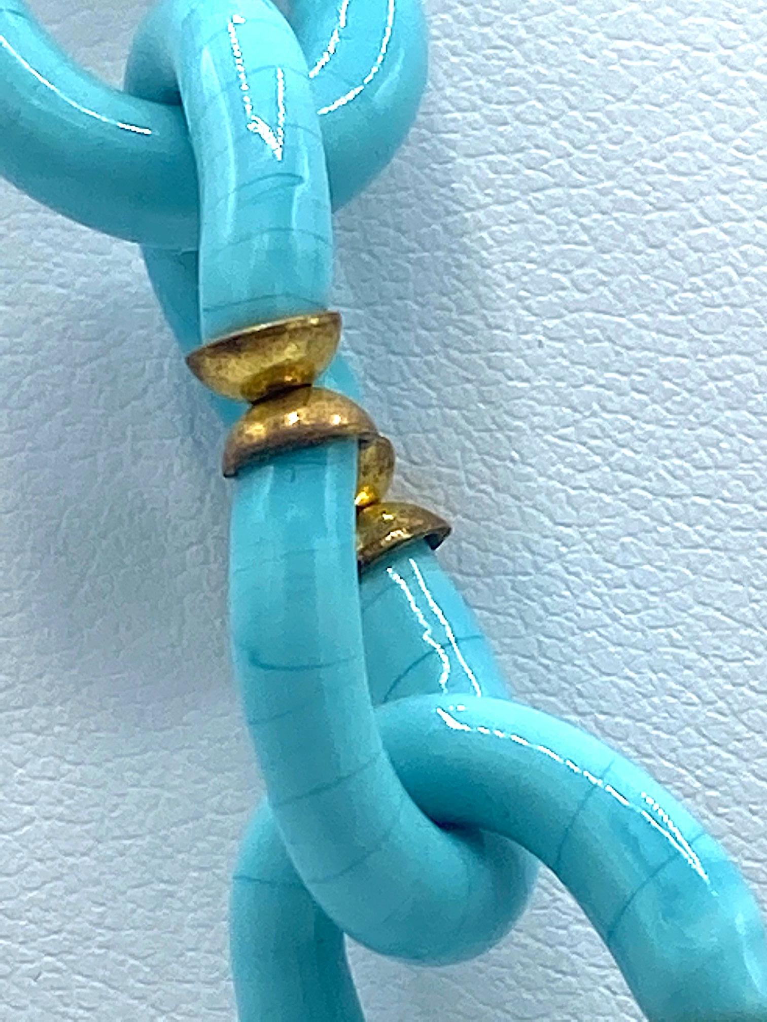 Archimede Seguso, Vetri d'Arte, for Chanel Turquoise Glass Chain Necklace, 1960s 7