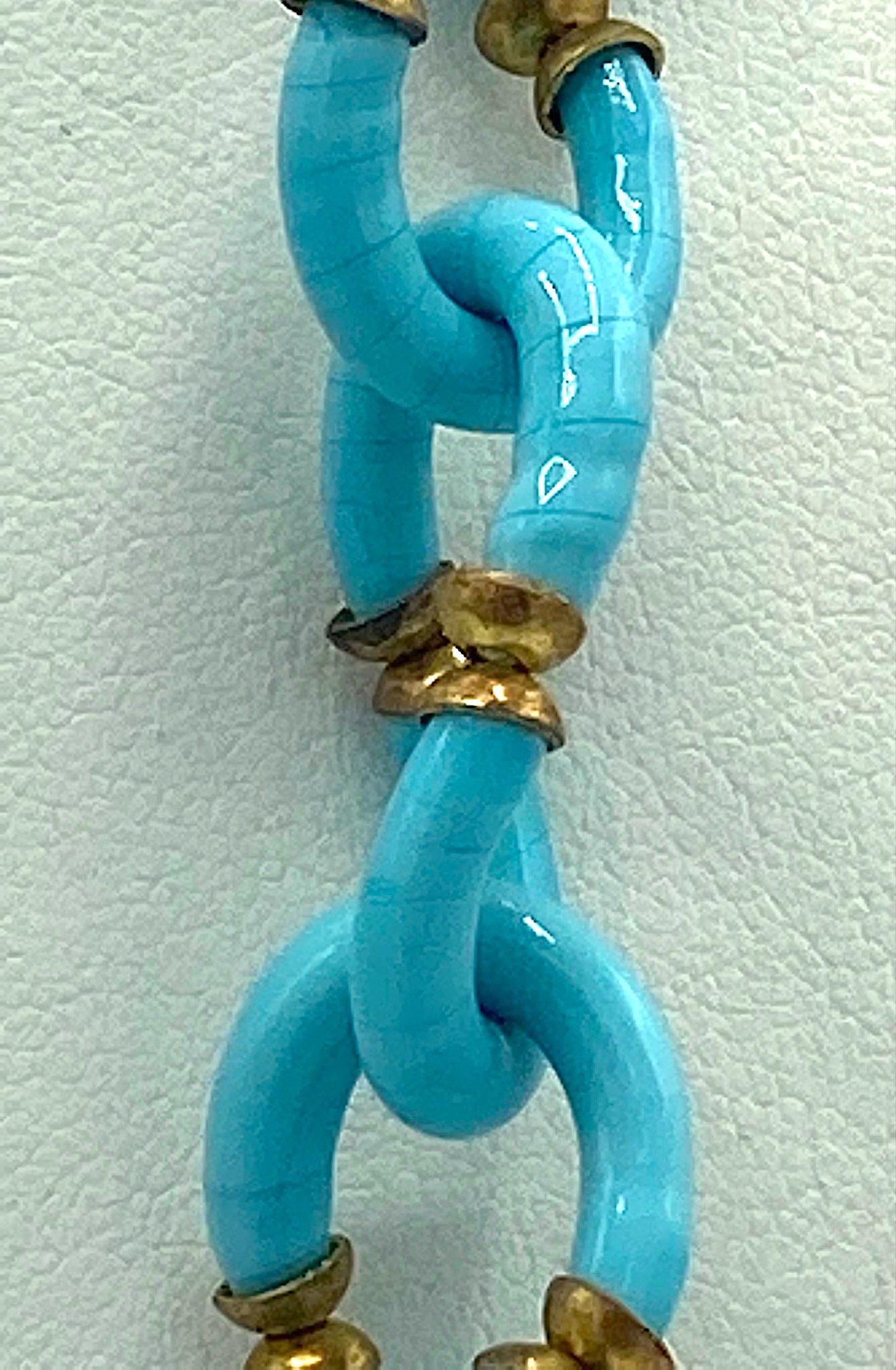 Archimede Seguso, Vetri d'Arte, for Chanel Turquoise Glass Chain Necklace, 1960s 8