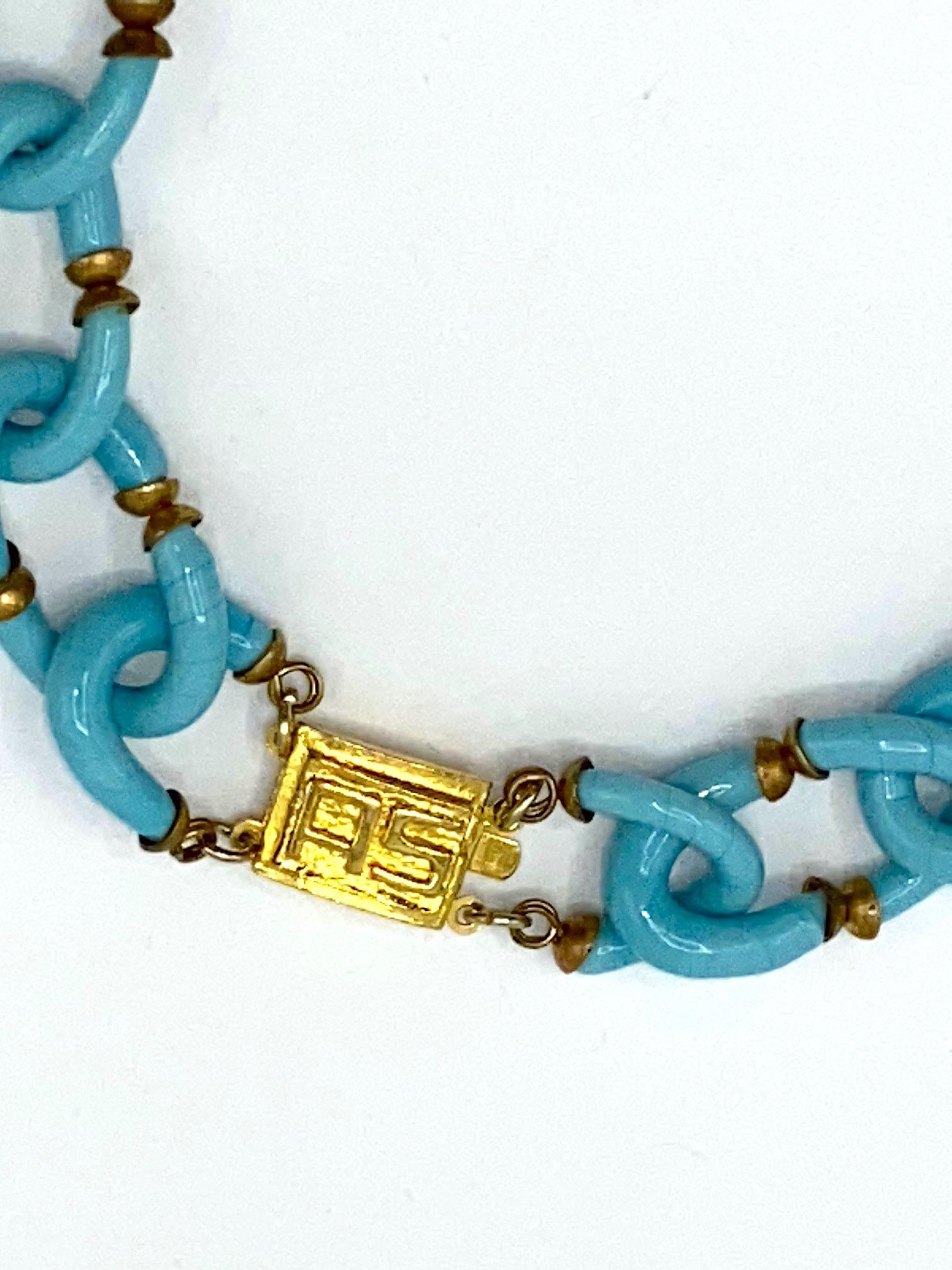 Archimede Seguso, Vetri d'Arte, for Chanel Turquoise Glass Chain Necklace, 1960s 9