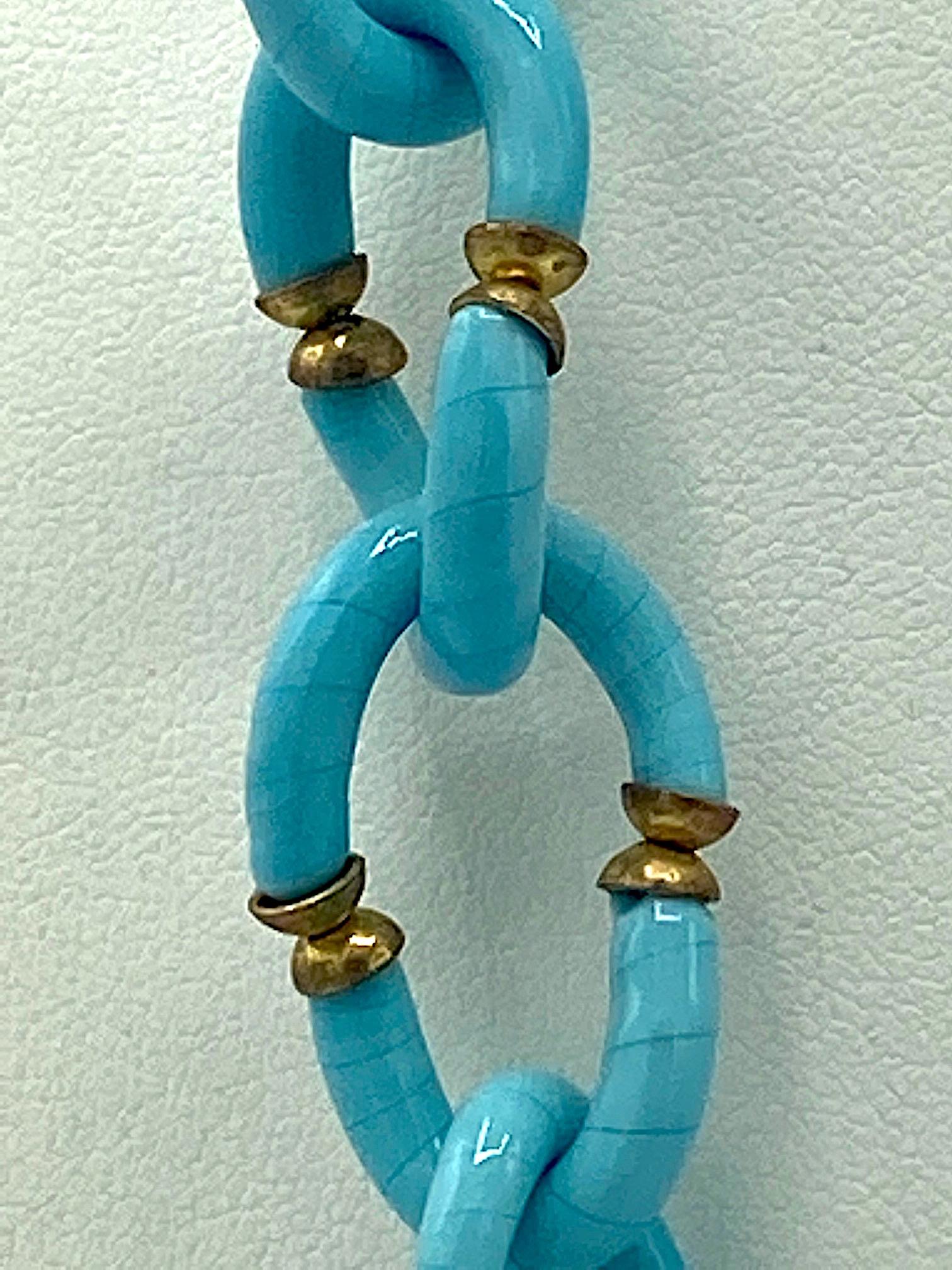 Archimede Seguso, Vetri d'Arte, for Chanel Turquoise Glass Chain Necklace, 1960s 3