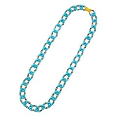 Archimede Seguso, Vetri d'Arte, for Chanel Turquoise Glass Chain Necklace, 1960s