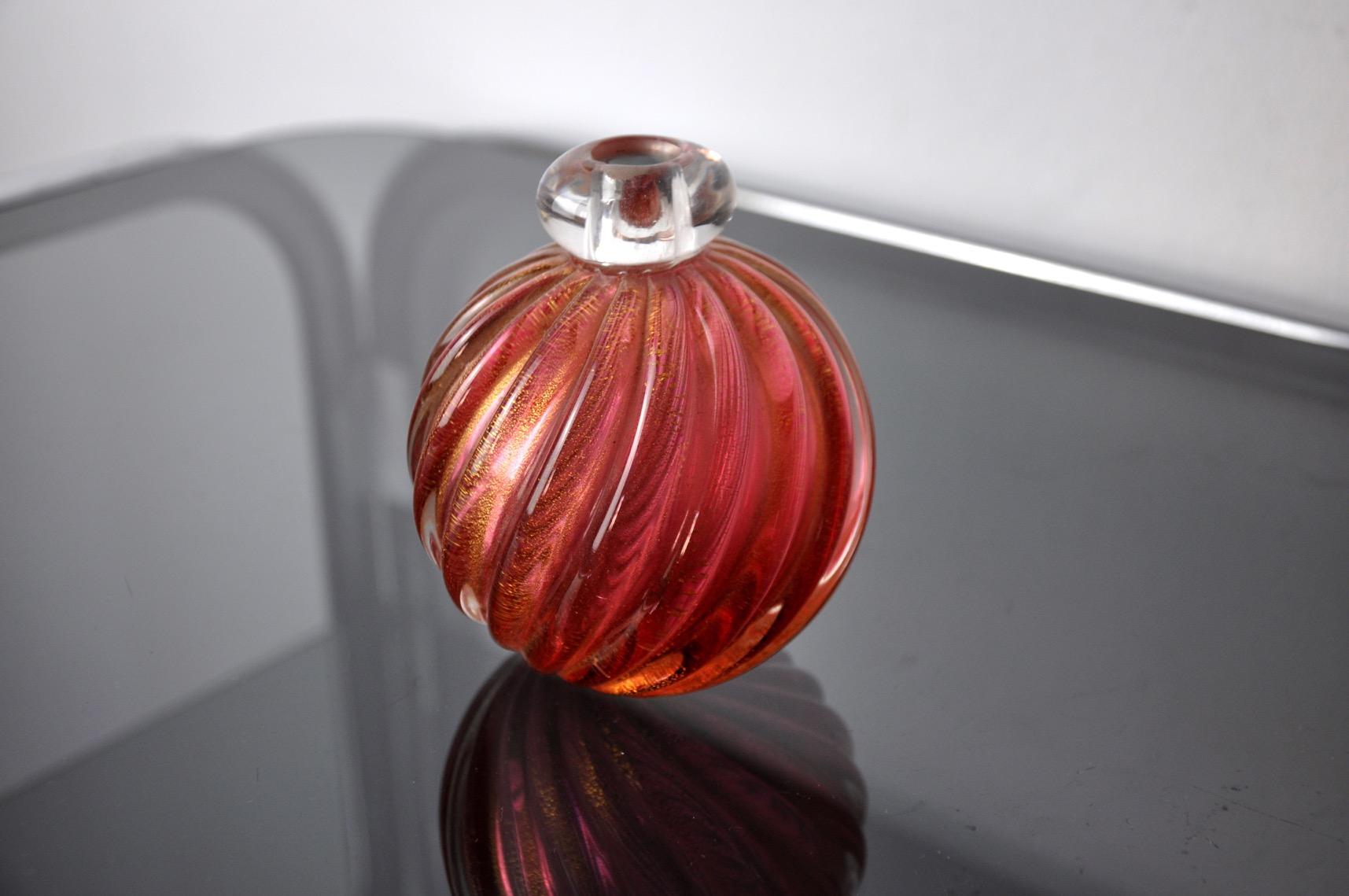 italien Vase vintage Archimede Seguso en verre de Murano orange, Italie, 1960 en vente