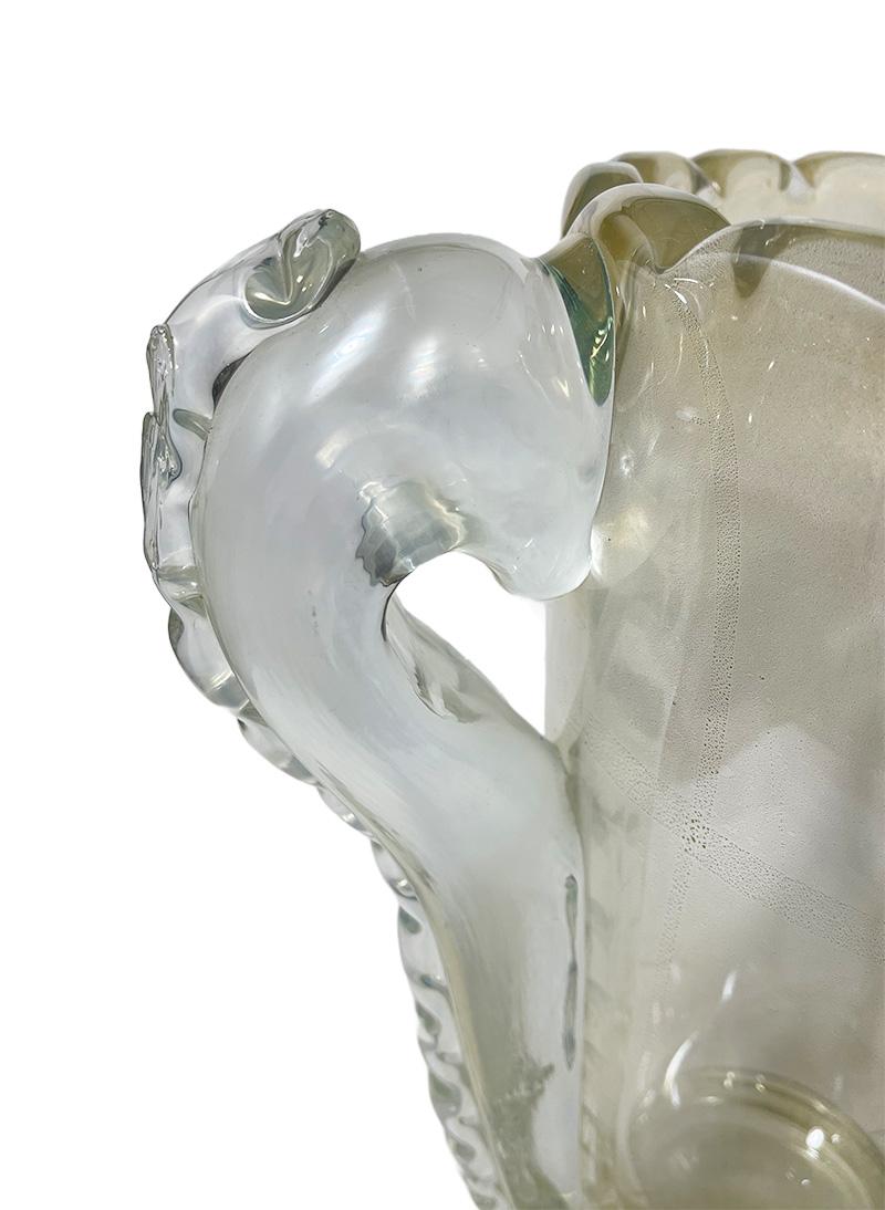 Italian Archimedes Seguso, Murano Art Glass Very Large Handled Vase, Lim. Ed. 2/4 For Sale