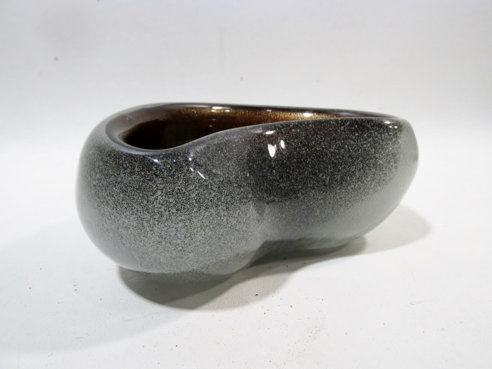 Mid-Century Modern Archimedes Seguso Vetri D’arte Murano Glass Pulegoso Kidney Bowl For Sale