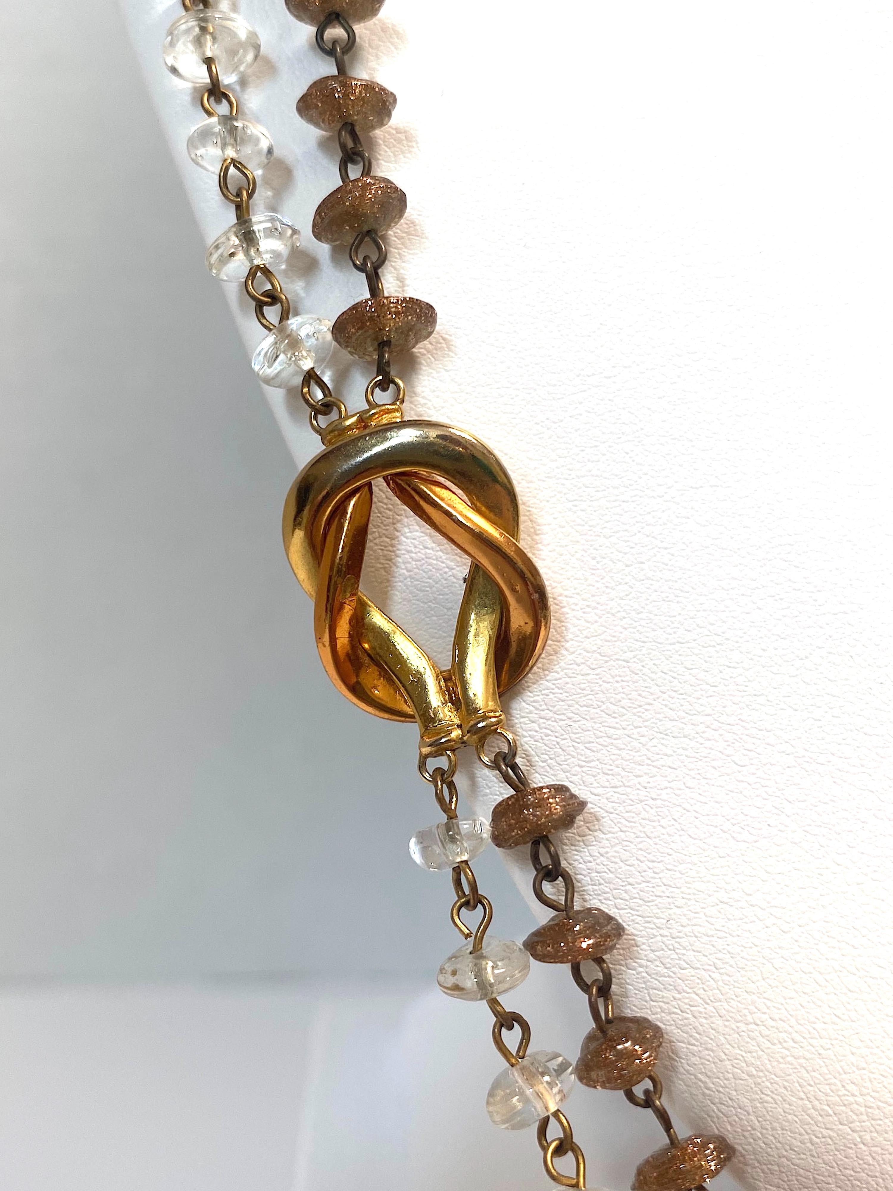 Archimide Segus, Seguso Vetri d'Arte 1960s Murano Aventurine Glass Bead necklace For Sale 2