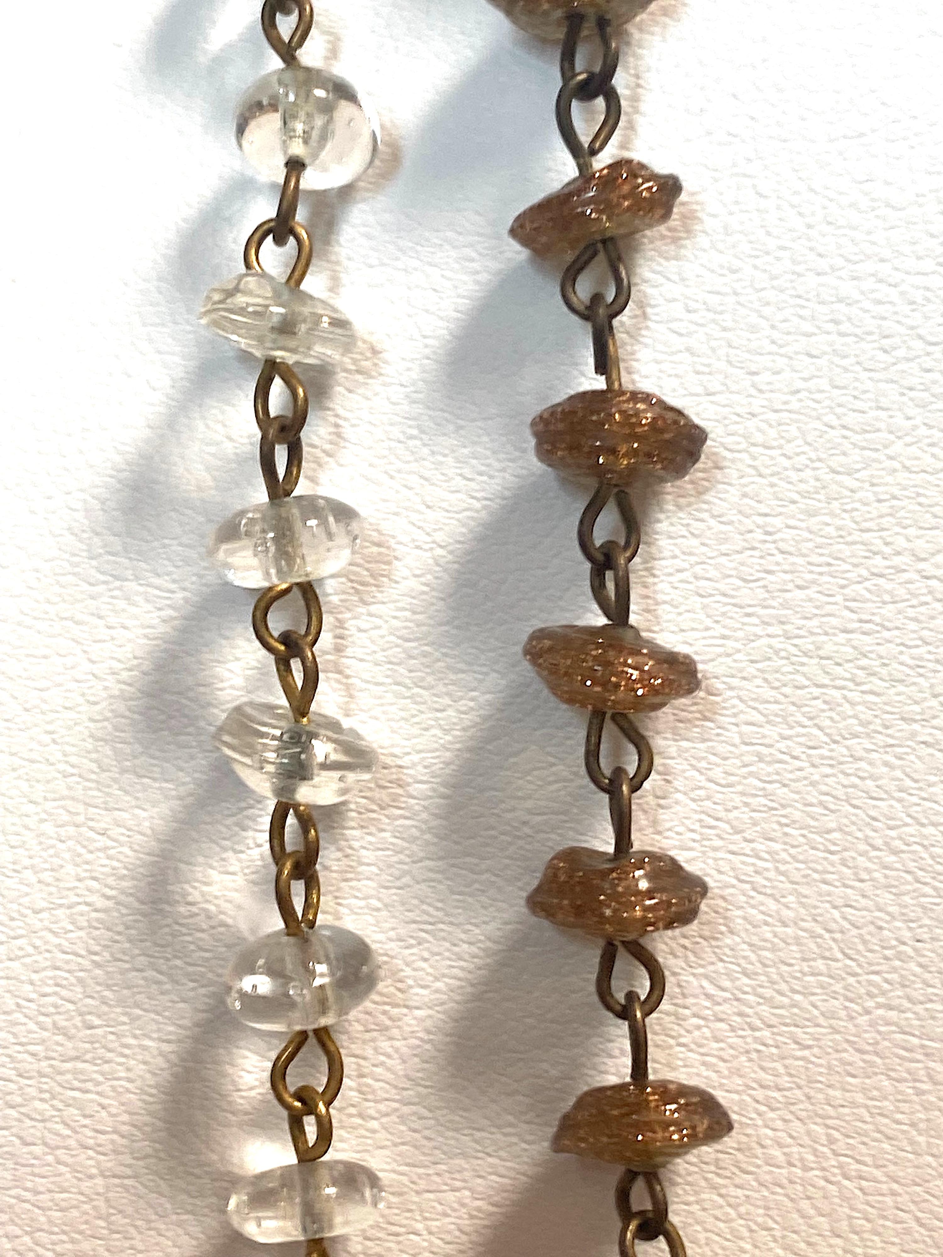 Archimide Segus, Seguso Vetri d'Arte 1960s Murano Aventurine Glass Bead necklace For Sale 3