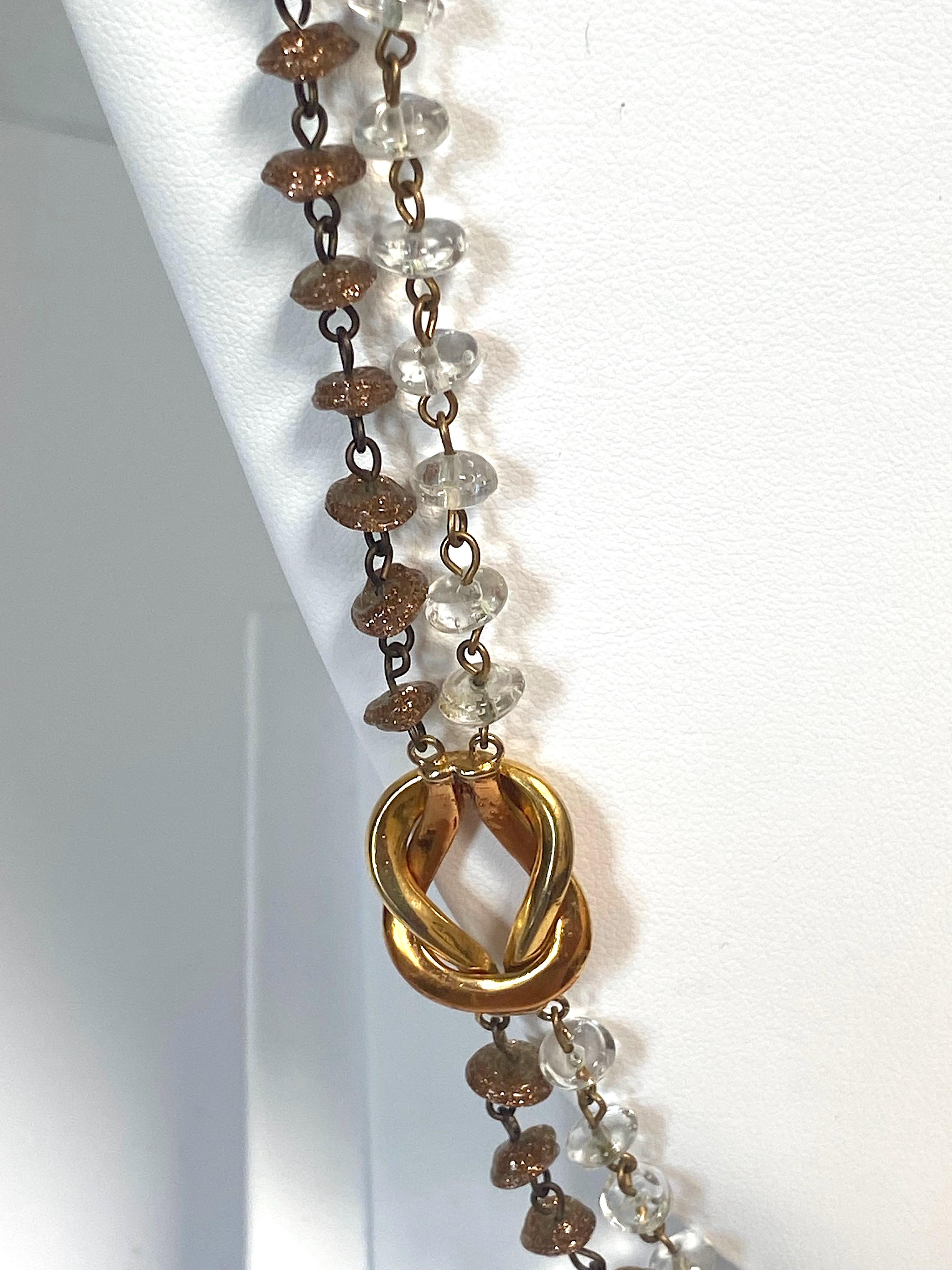 Archimide Segus, Seguso Vetri d'Arte 1960s Murano Aventurine Glass Bead necklace For Sale 4