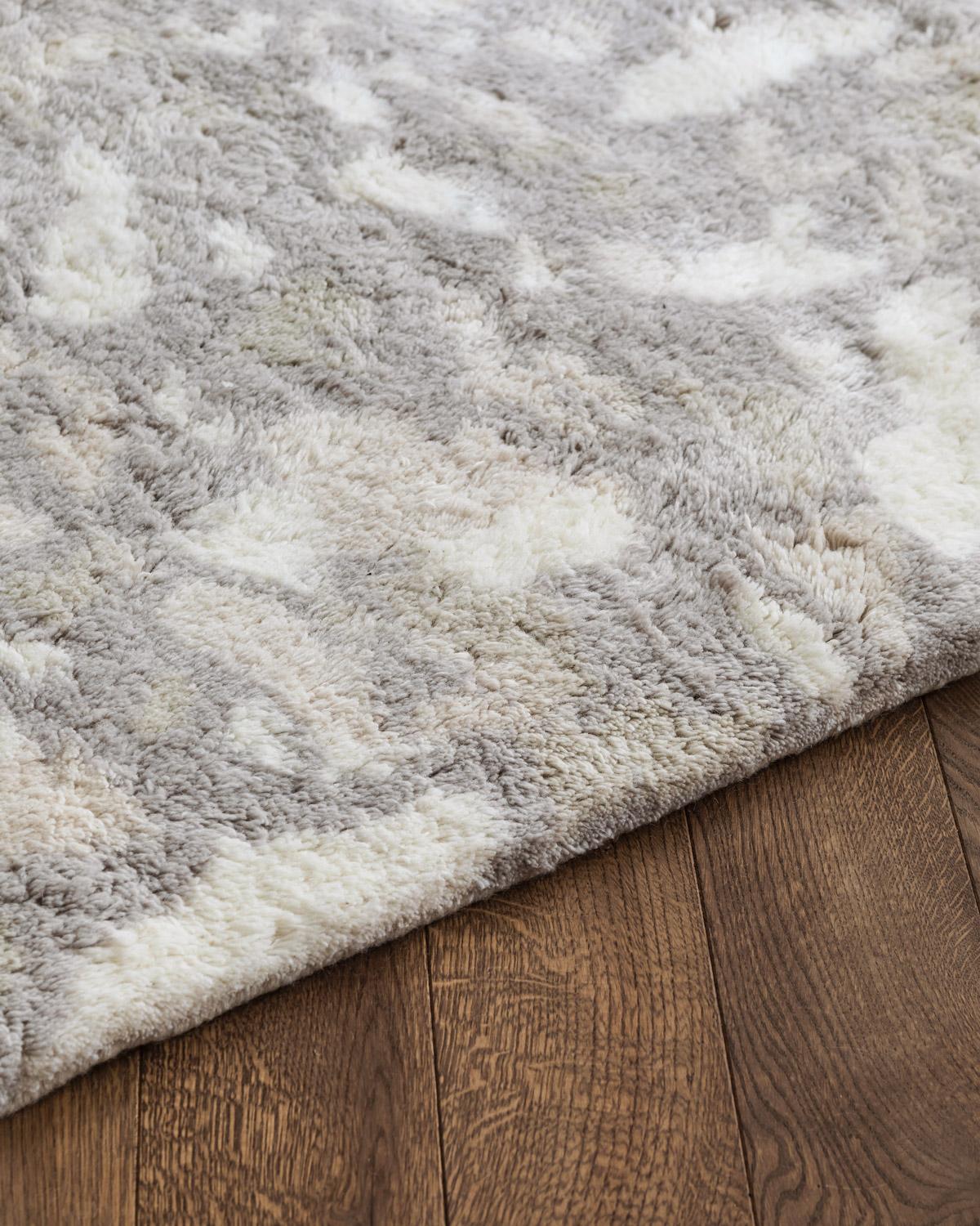 Modern Archipelago, Oatmeal, Wool Shaggy Berber Rug in Scandinavian Design For Sale