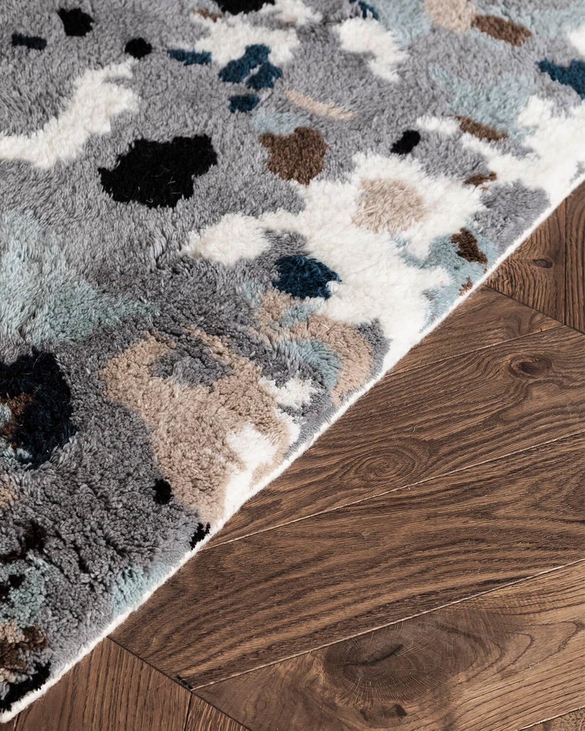 Modern Archipelago, Wool Shaggy Berber Rug in Scandinavian Design For Sale