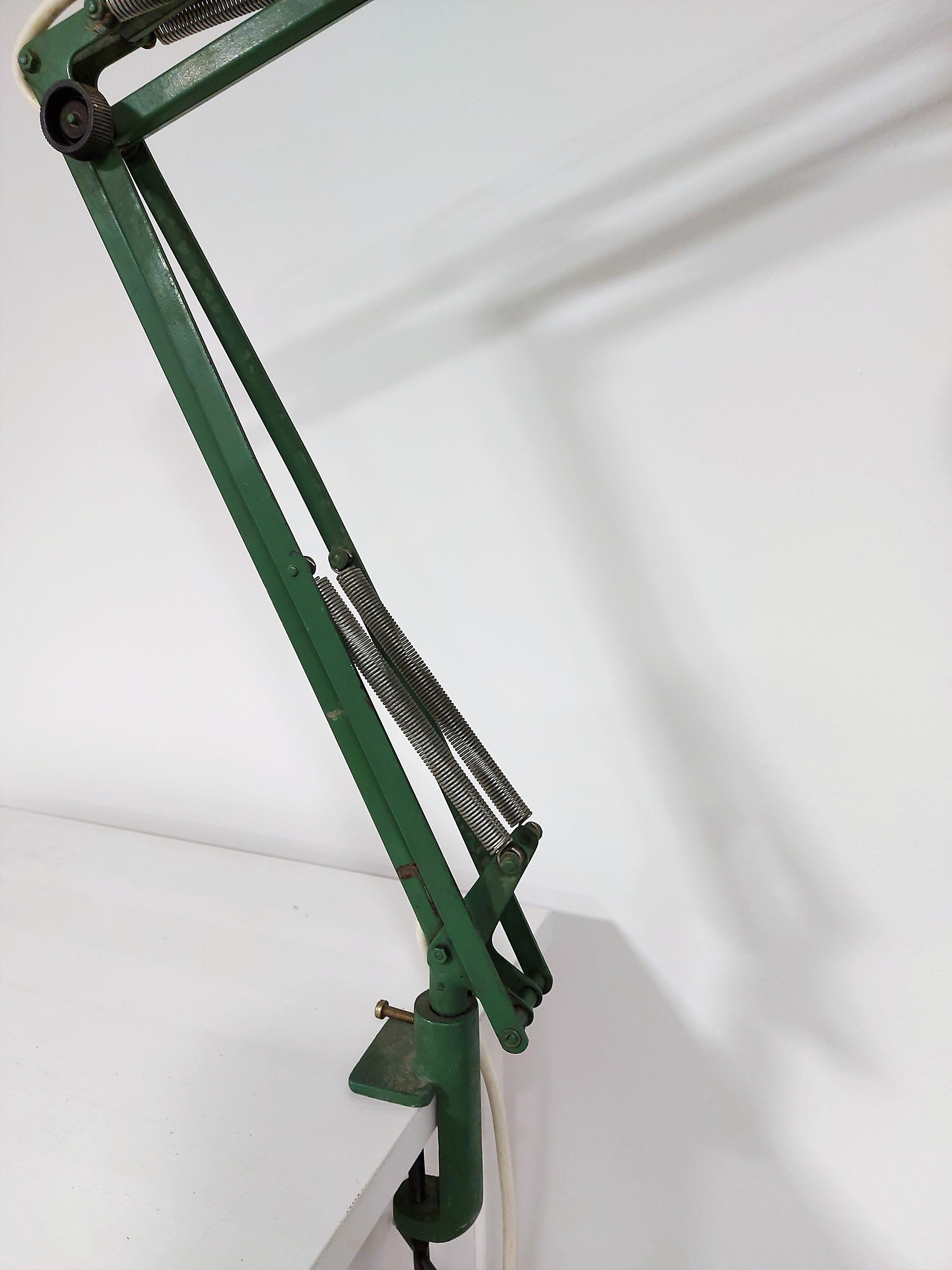 Architect Adjustable Green Swing-Arm Desk Lamp, 1970s For Sale 3
