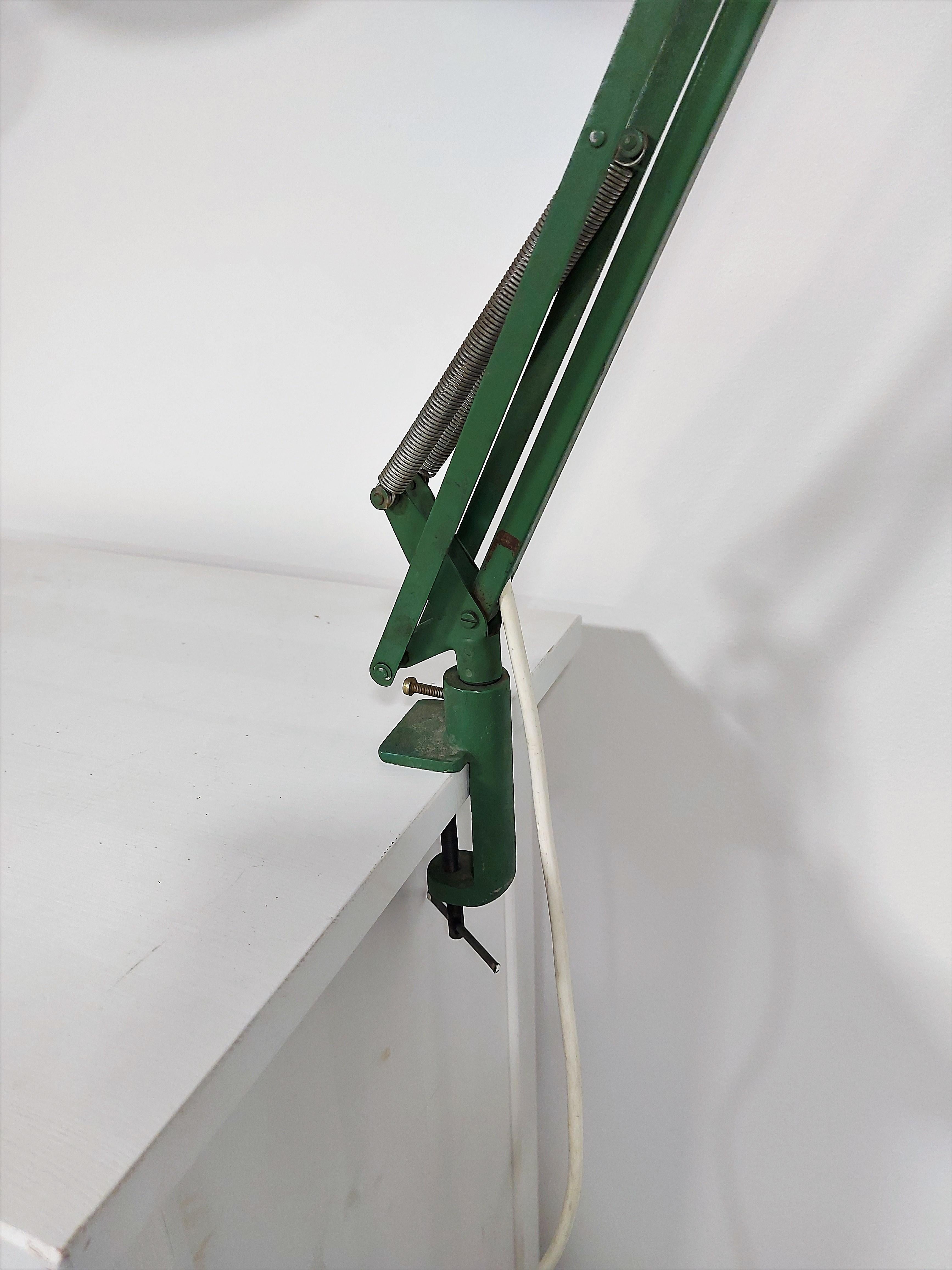 Slovenian Architect Adjustable Green Swing-Arm Desk Lamp, 1970s For Sale
