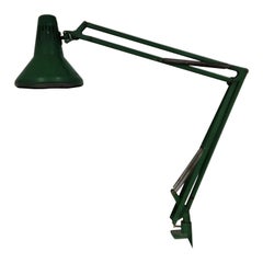Lampe de bureau à bras oscillant vert réglable d'architecte, années 1970