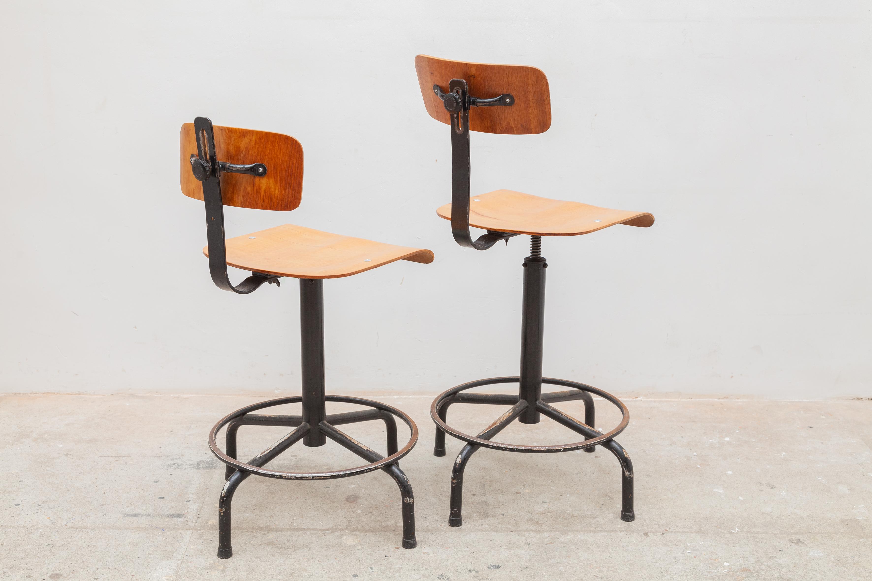 Architect Beech Adjustable Drafting Working Footstools In Good Condition In Antwerp, BE