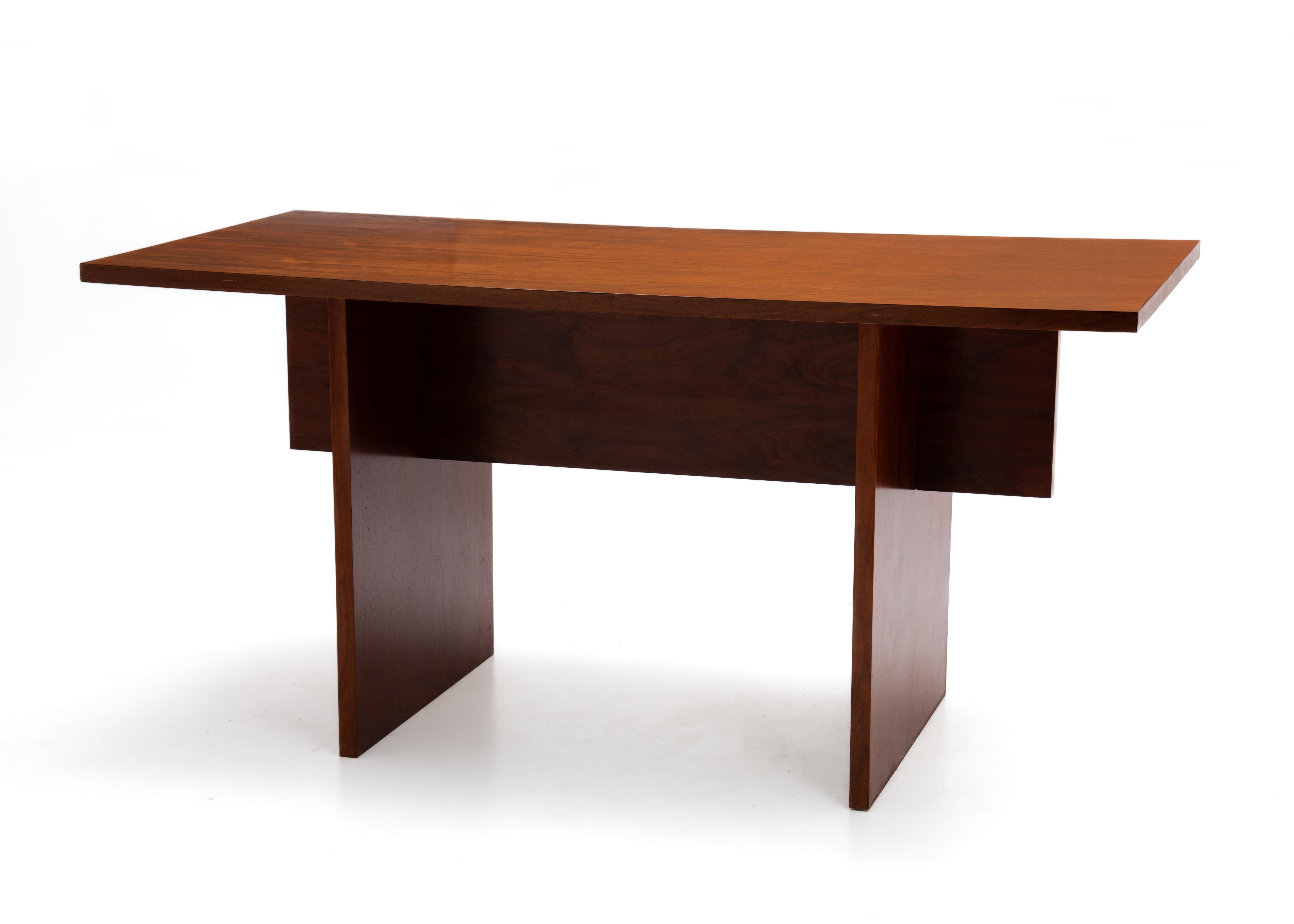 American Architect Designed Bespoke Walnut Mid Century Desk Single Drawer For Sale