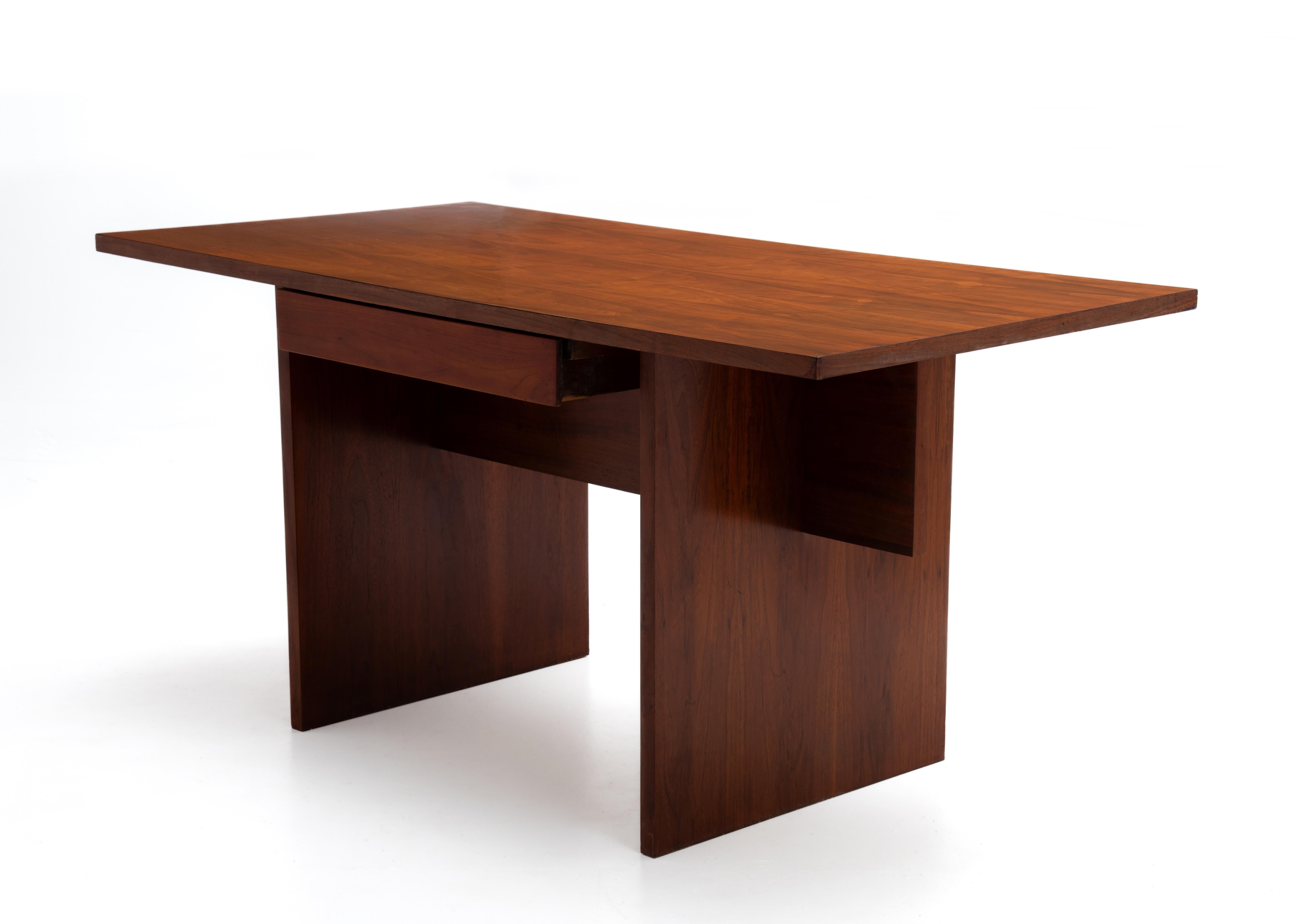 Architect Designed Bespoke Walnut Mid Century Desk Single Drawer For Sale 1