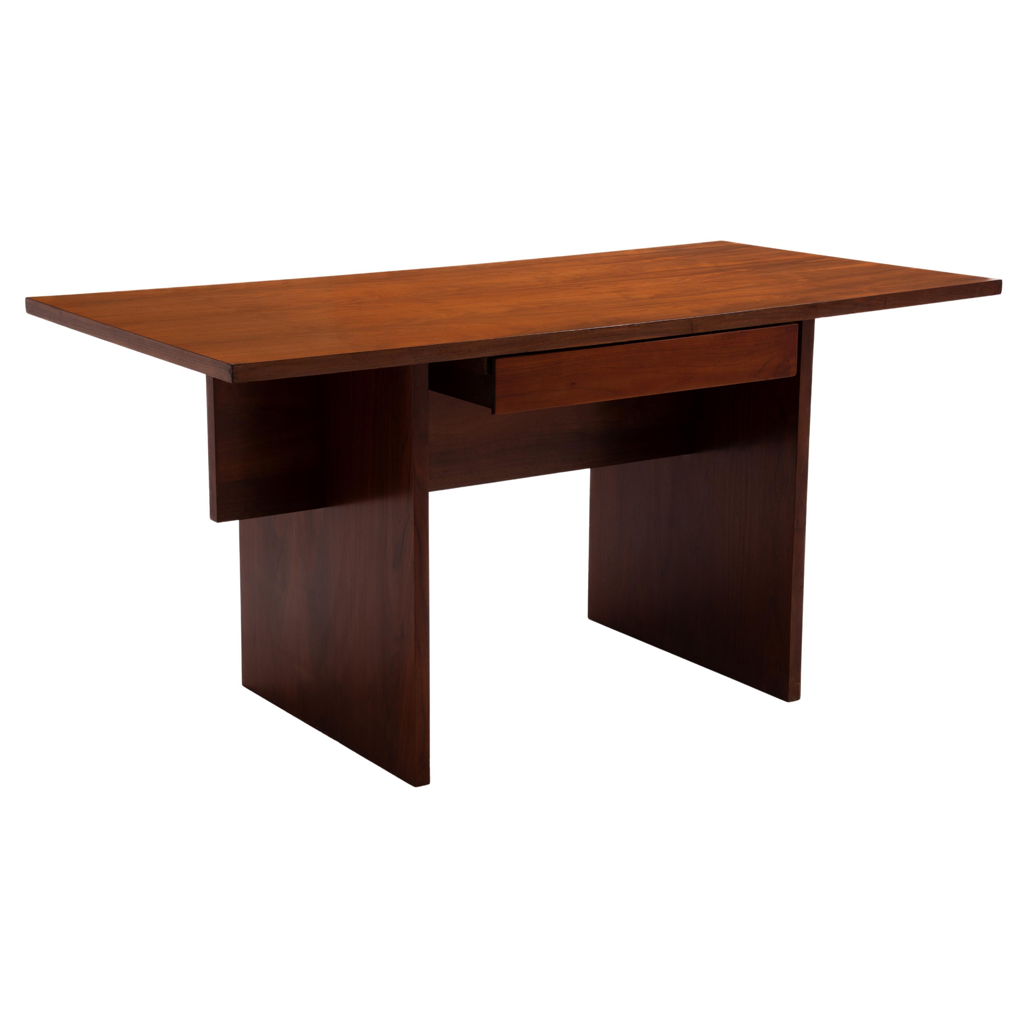 Architect Designed Bespoke Walnut Mid Century Desk Single Drawer For Sale