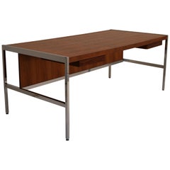 Vintage Architect Desk in Walnut and Chrome