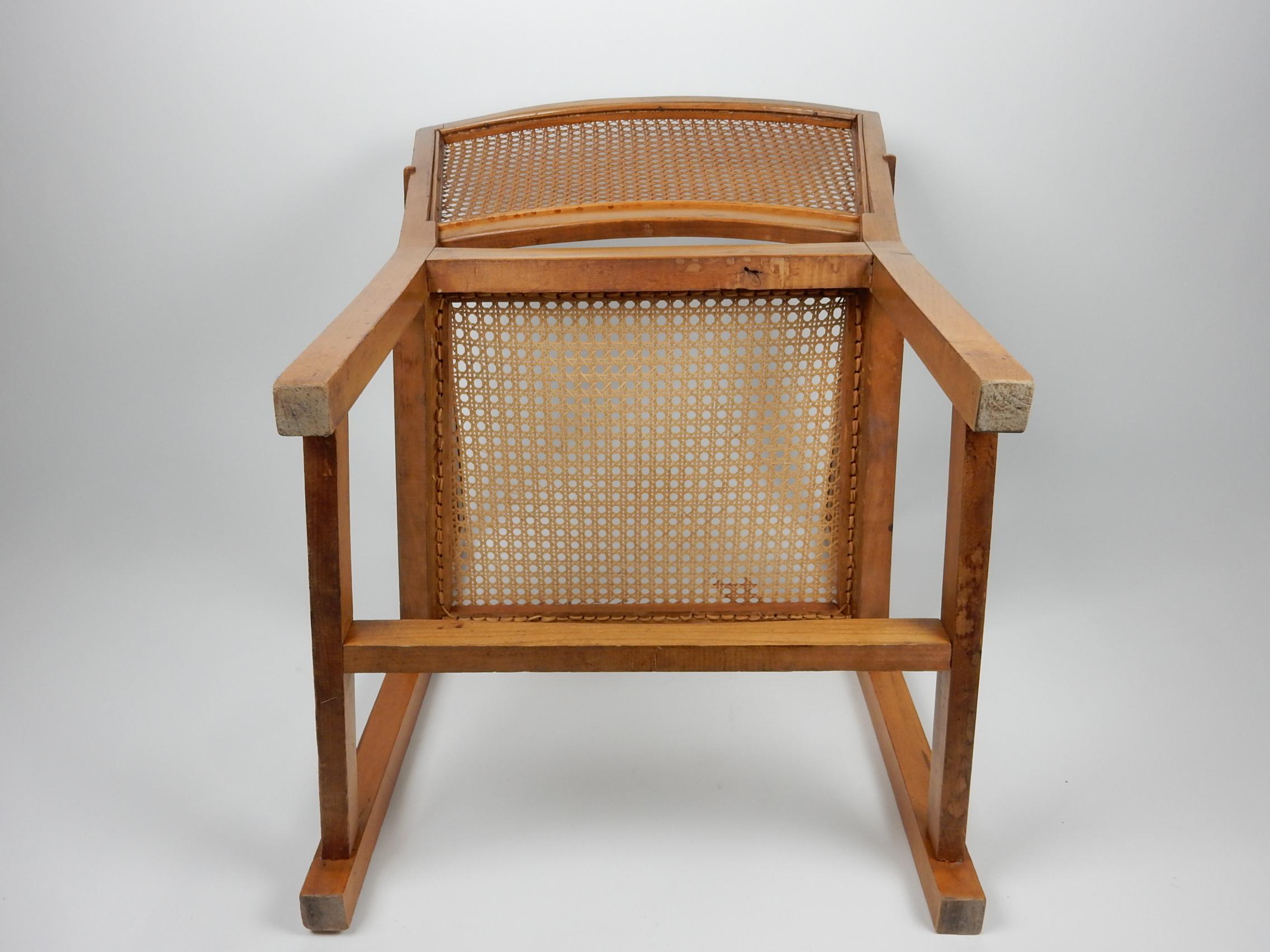 Architect Oskar Strnad 1879-1935 Pine & Cane Arm Chair 1920's Art Deco For Sale 7