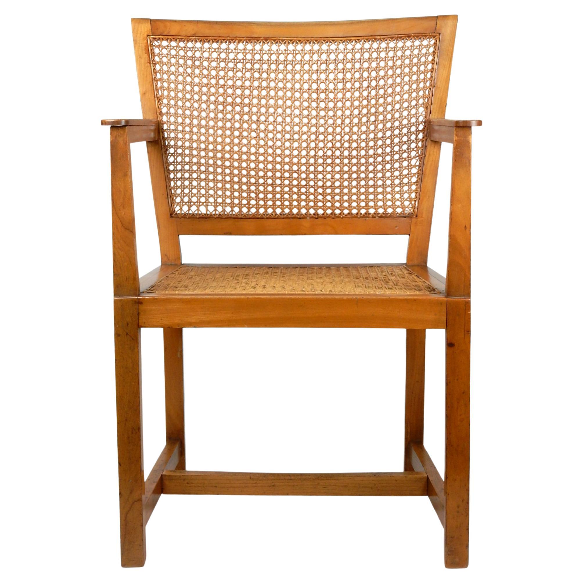 Architect Oskar Strnad 1879-1935 Pine & Cane Arm Chair 1920's Art Deco For Sale 8