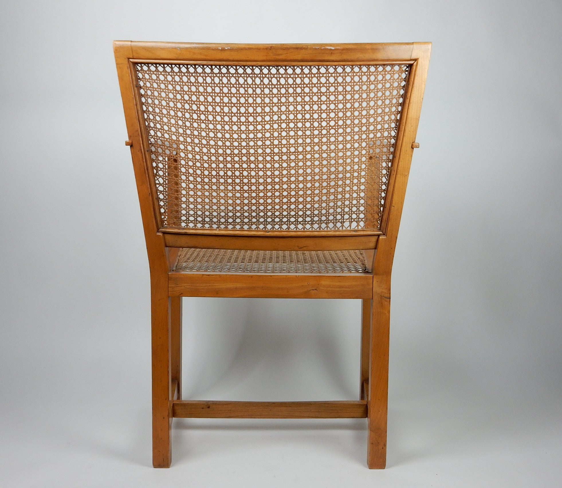 20th Century Architect Oskar Strnad 1879-1935 Pine & Cane Arm Chair 1920's Art Deco For Sale