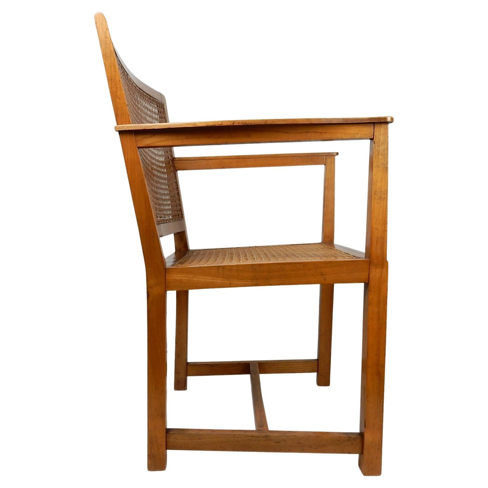 Architect Oskar Strnad 1879-1935 Pine & Cane Arm Chair 1920's Art Deco For Sale 2