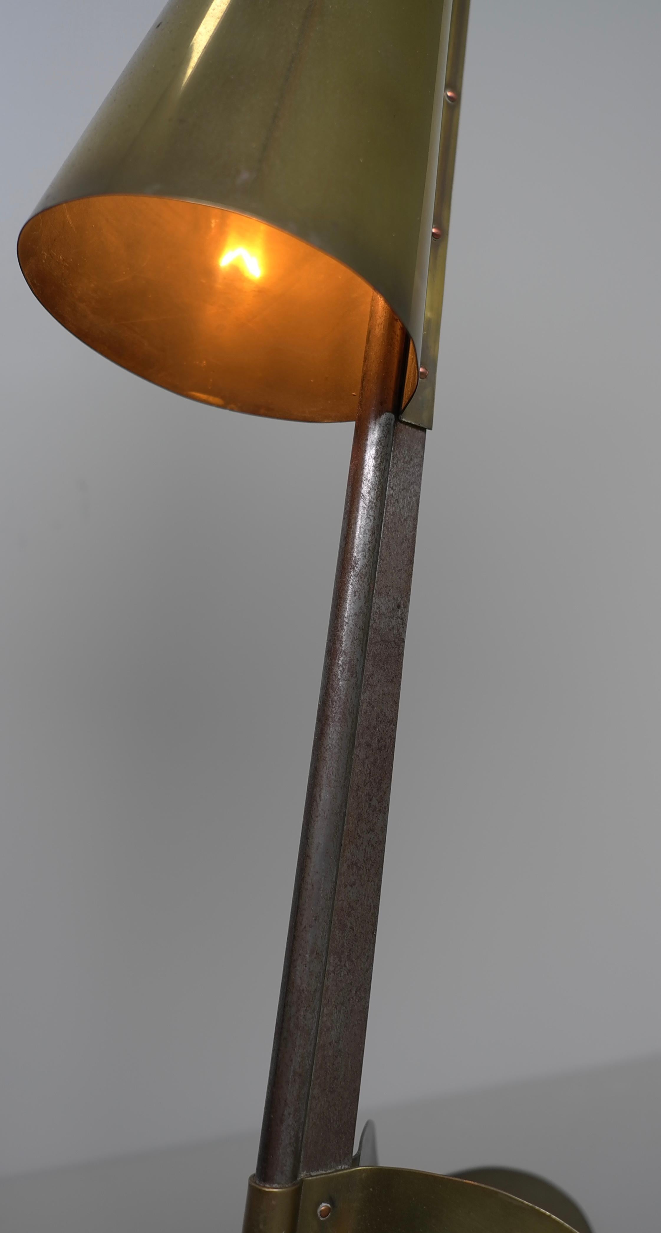 Architect Table Lamp, Sculptural shaped Copper and Steel, 1930's For Sale 1