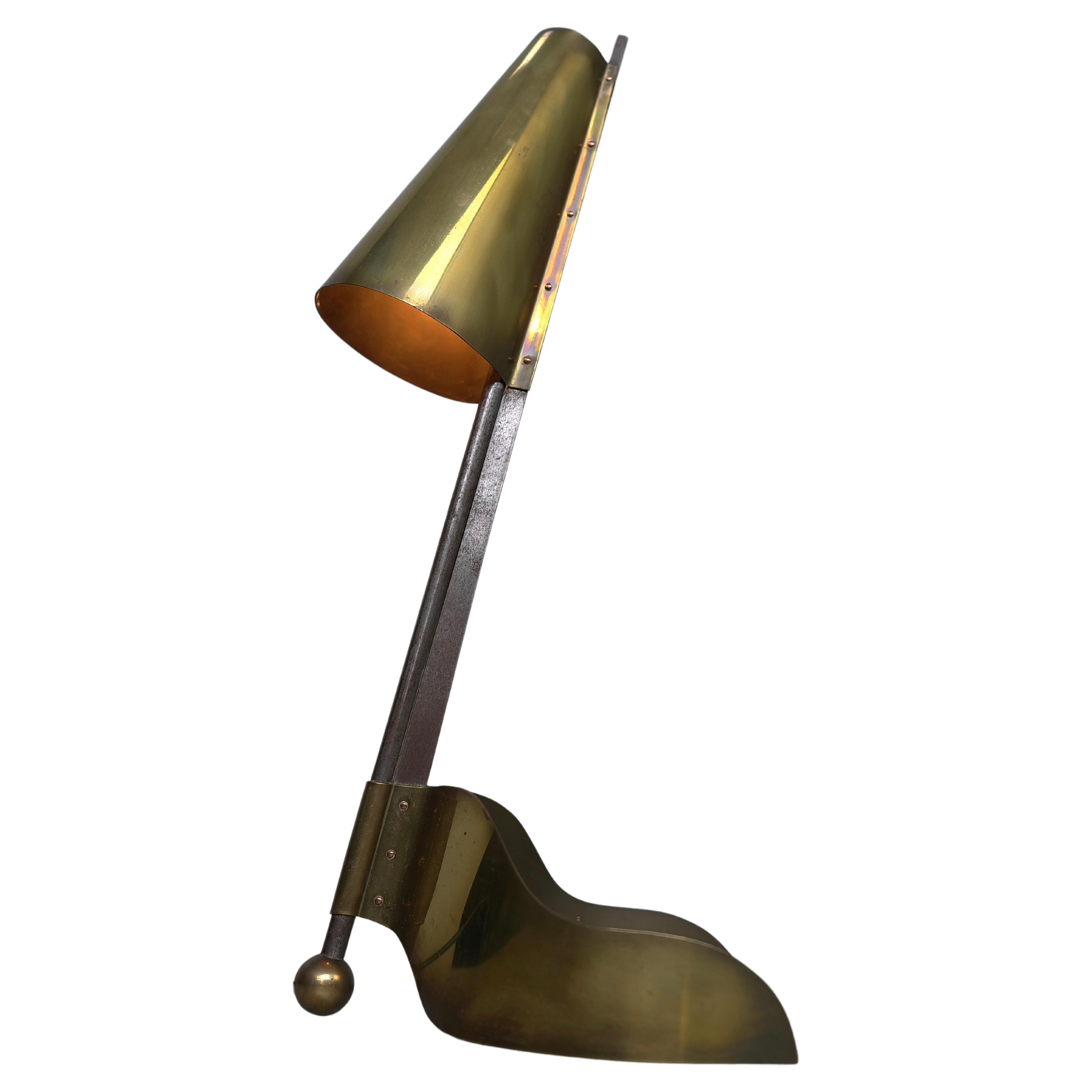 Architect Table Lamp, Sculptural shaped Copper and Steel, 1930's For Sale