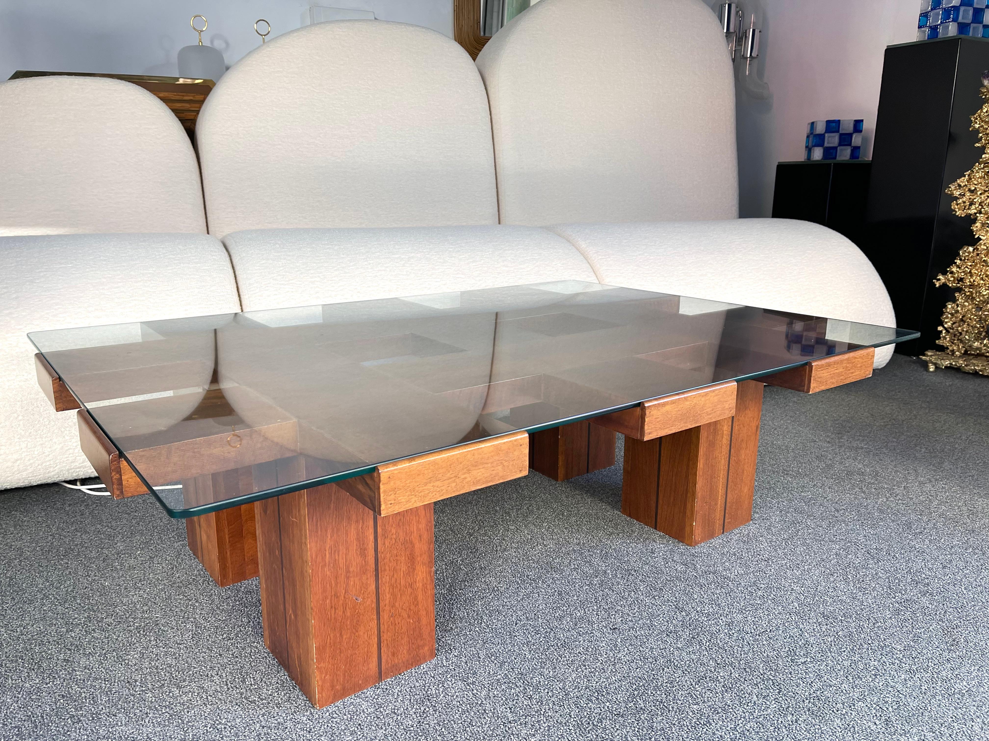 Italian Architect Wood Coffee Table, Italy, 1970s