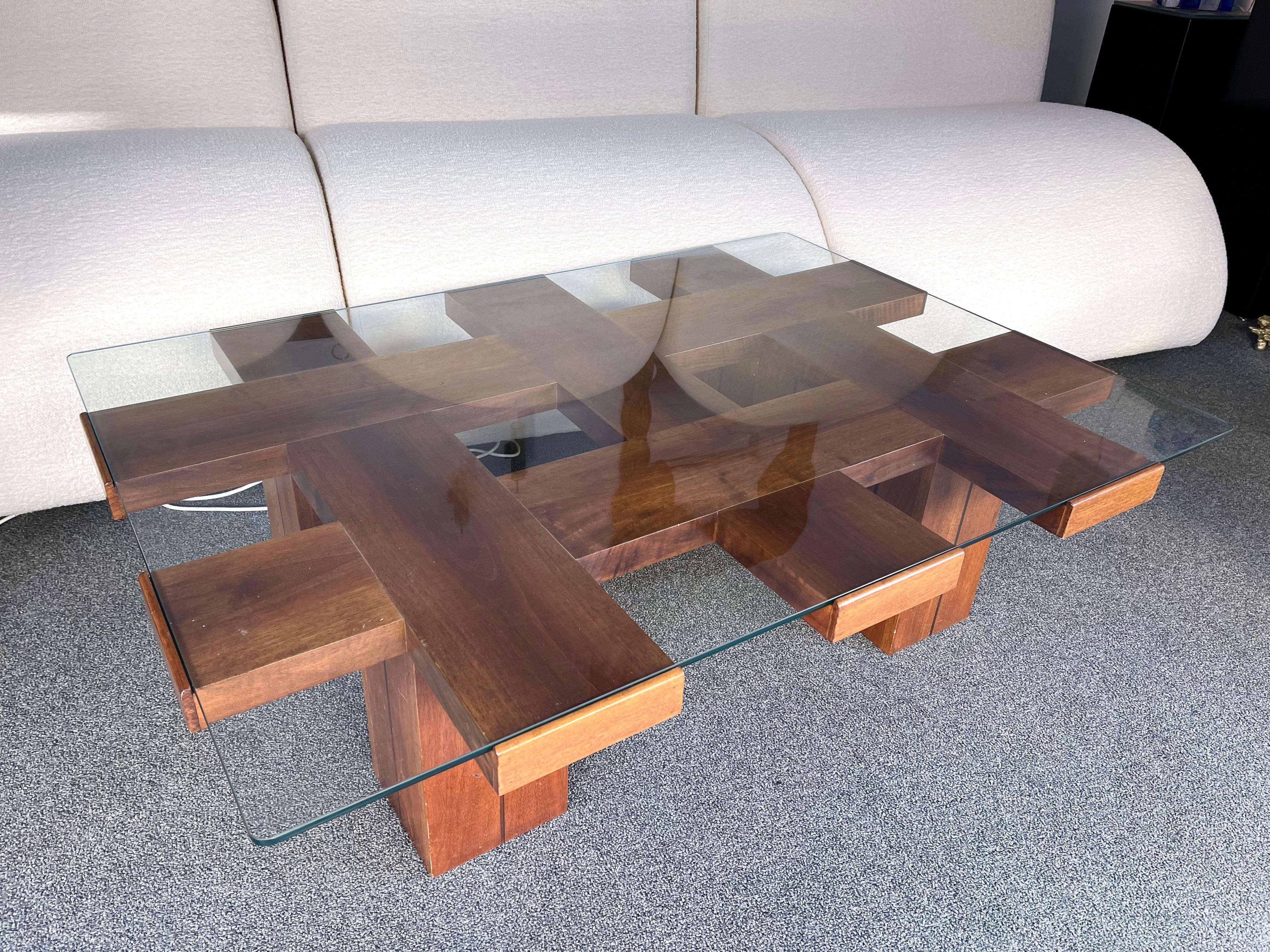 Architect Wood Coffee Table, Italy, 1970s 1