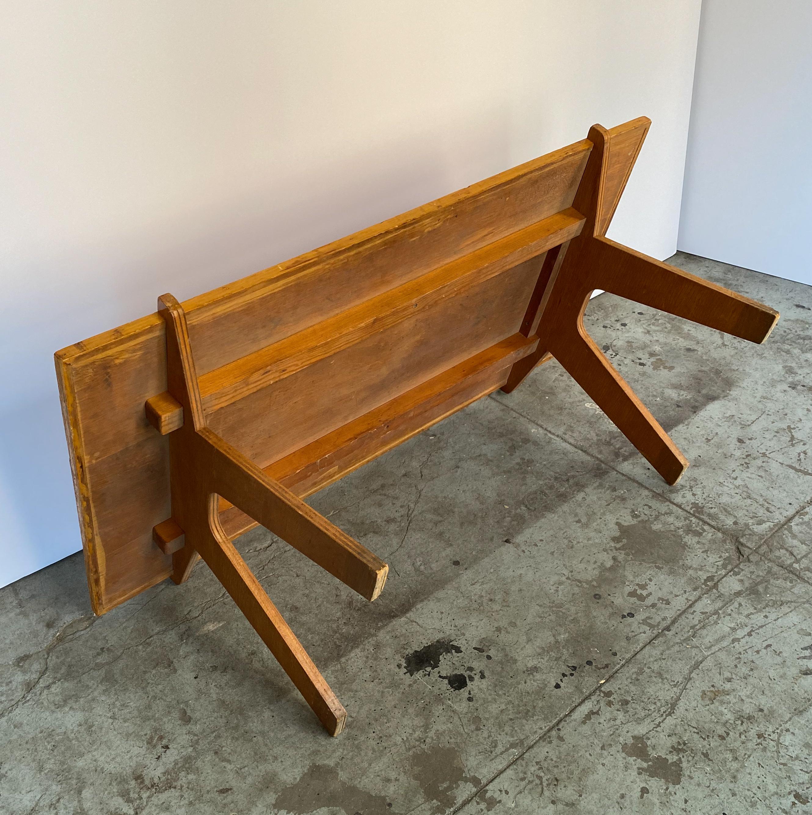 Architectonic Cut Plywood Midcentury Cocktail Table In Fair Condition For Sale In New York, NY