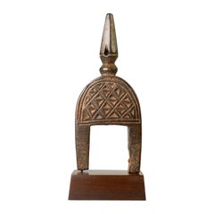 Antique Architectonic Diamond Pattern Kulango Pulley in Wood
