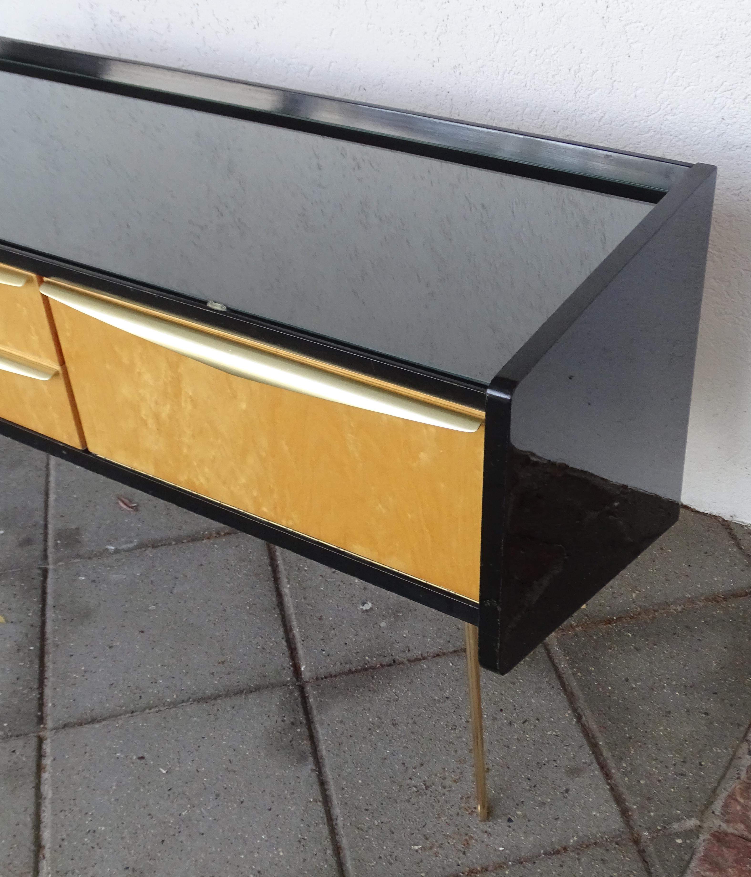 Mid Century Black Blond Wood Sideboard, Vereinigte Werkstätten, 1950s For Sale 7