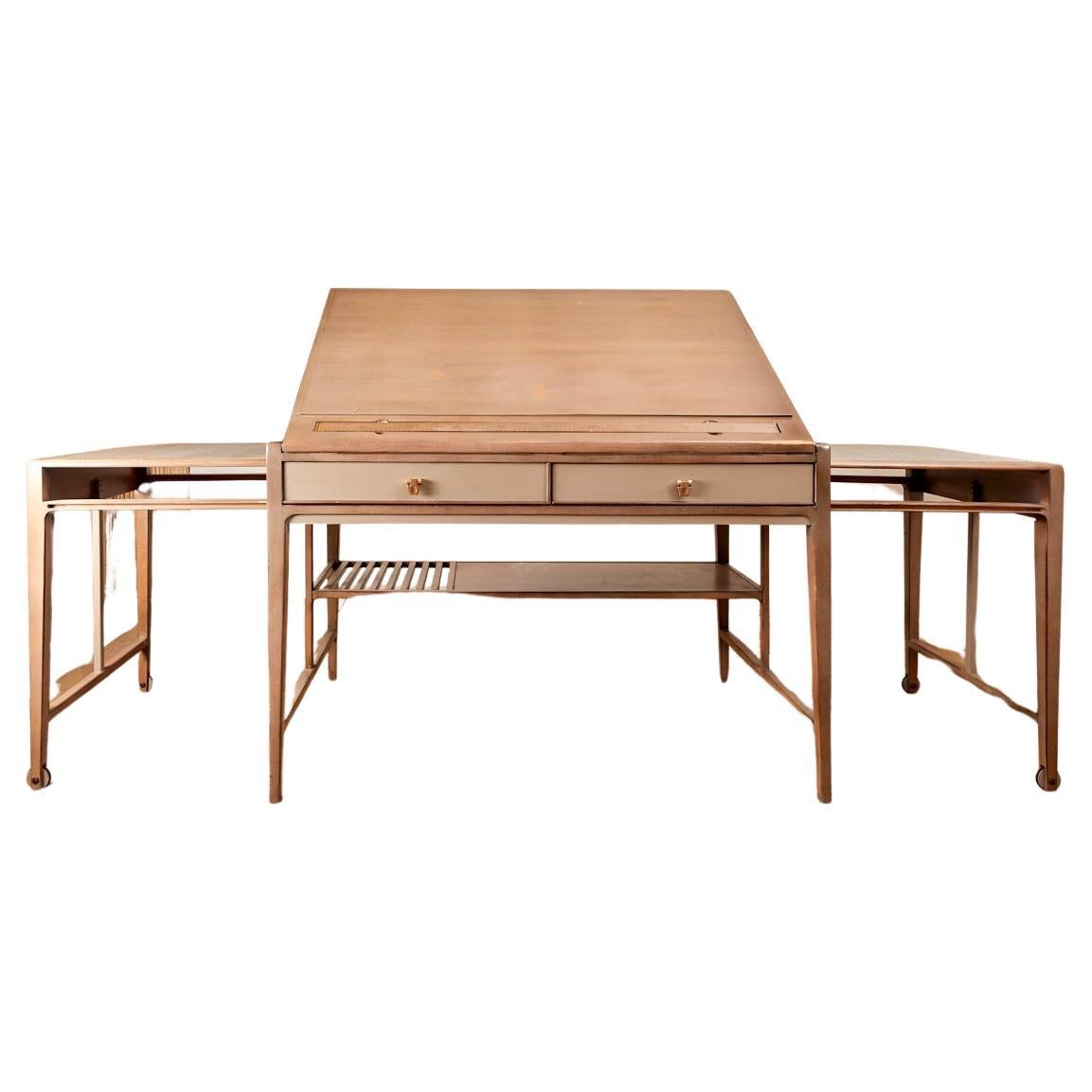 Architect's desk, wood and metal, circa 1970, France. For Sale