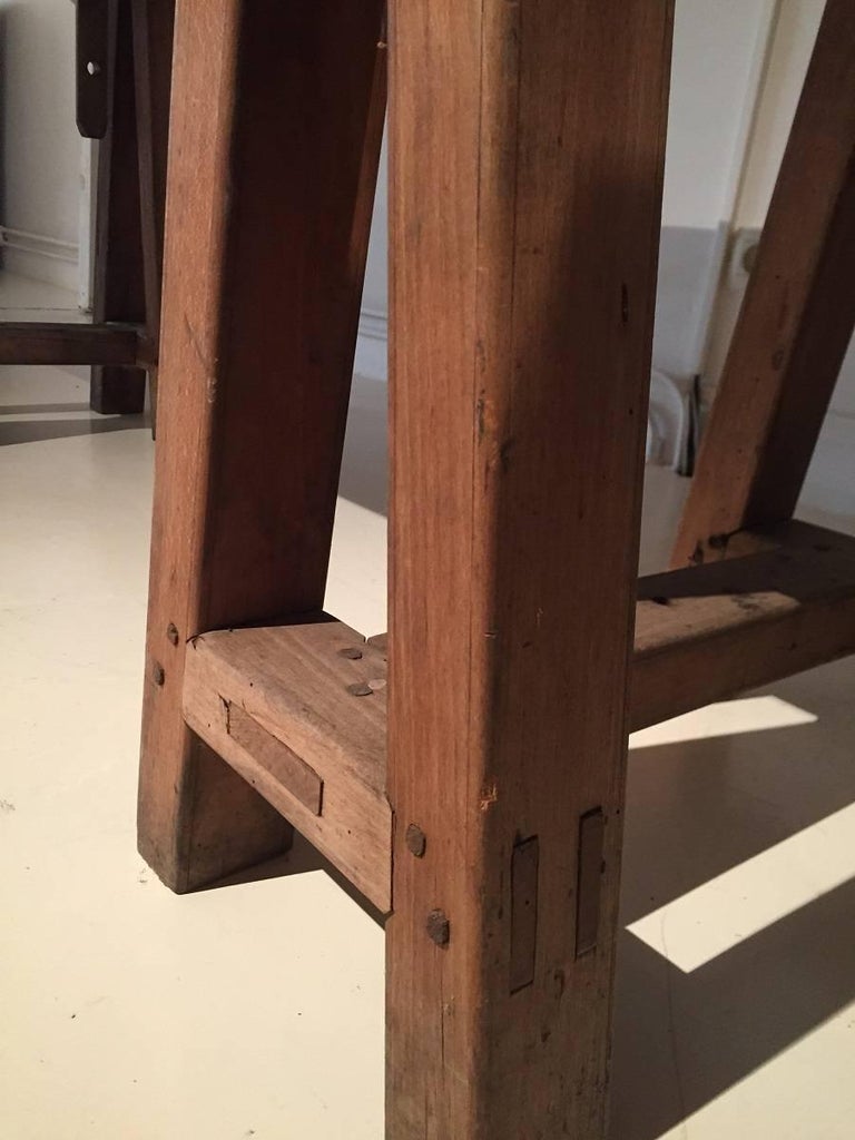 Architects Drafts Table on Adjustable Trestles at 1stDibs