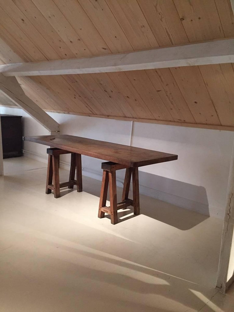 Architects Drafts Table on Adjustable Trestles at 1stDibs
