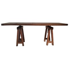 Architects Drafts Table on Adjustable Trestles