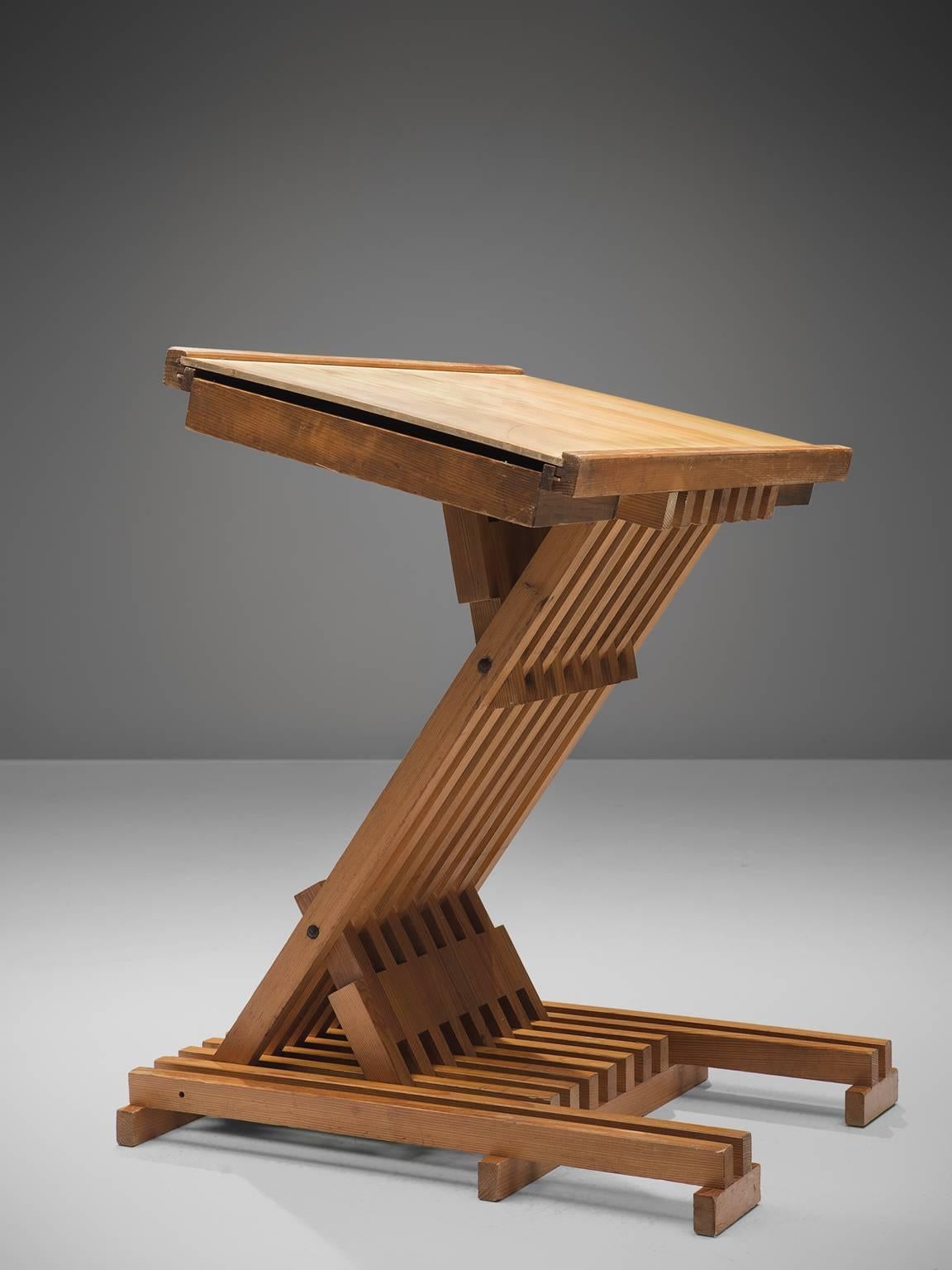 Mid-20th Century Architects Drawing Table and Stool in Pine