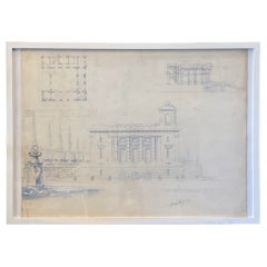 Architect's Sketch - Framed - France - 19th Century
