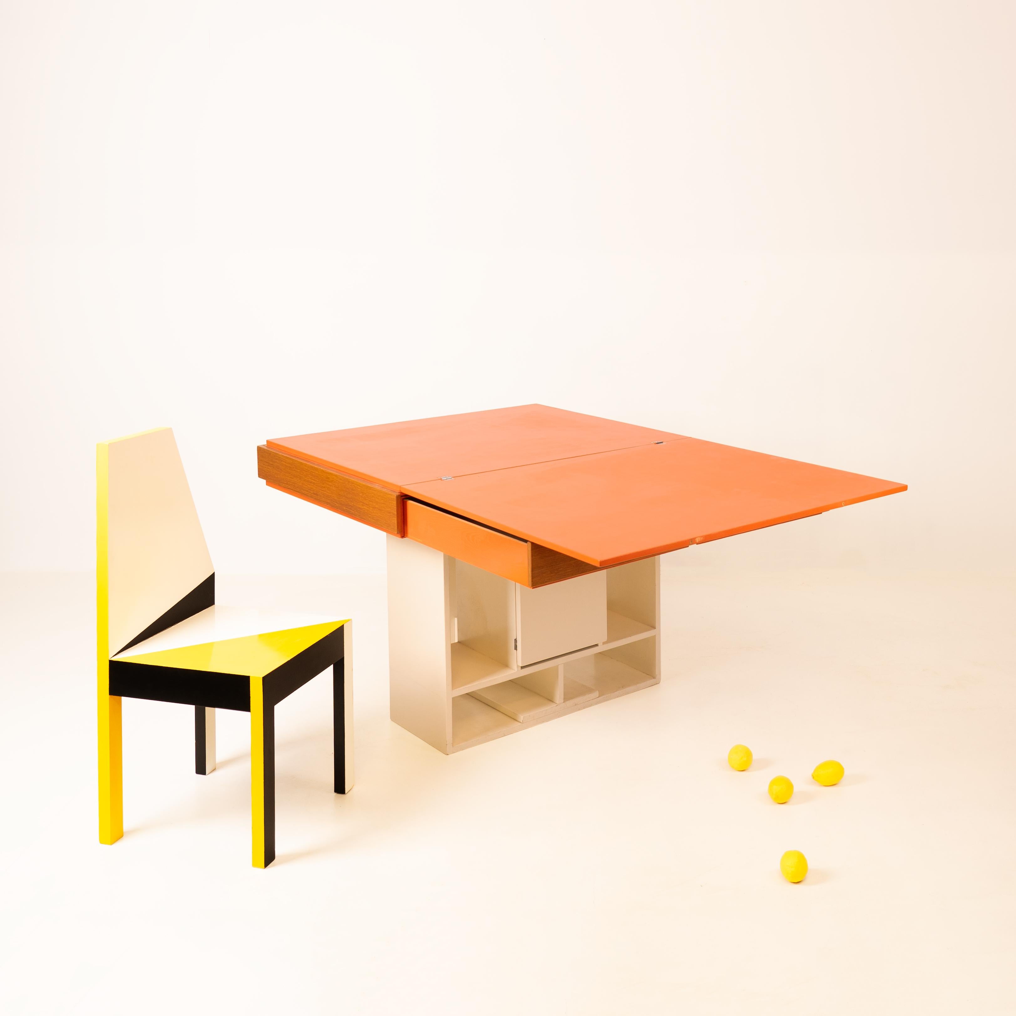 Architect's work, Lacquered system table, circa 1970 For Sale 5