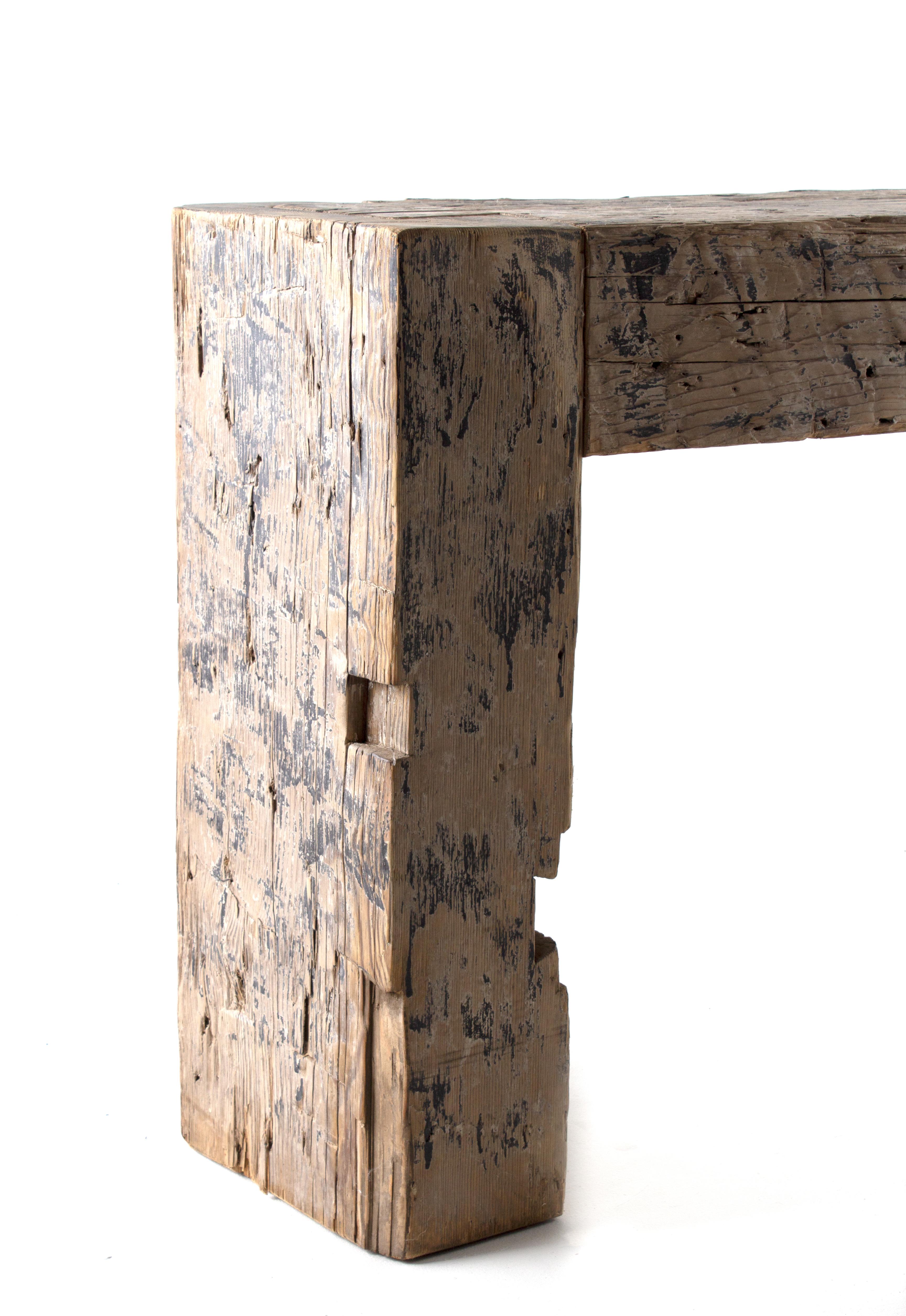 wood beam console table