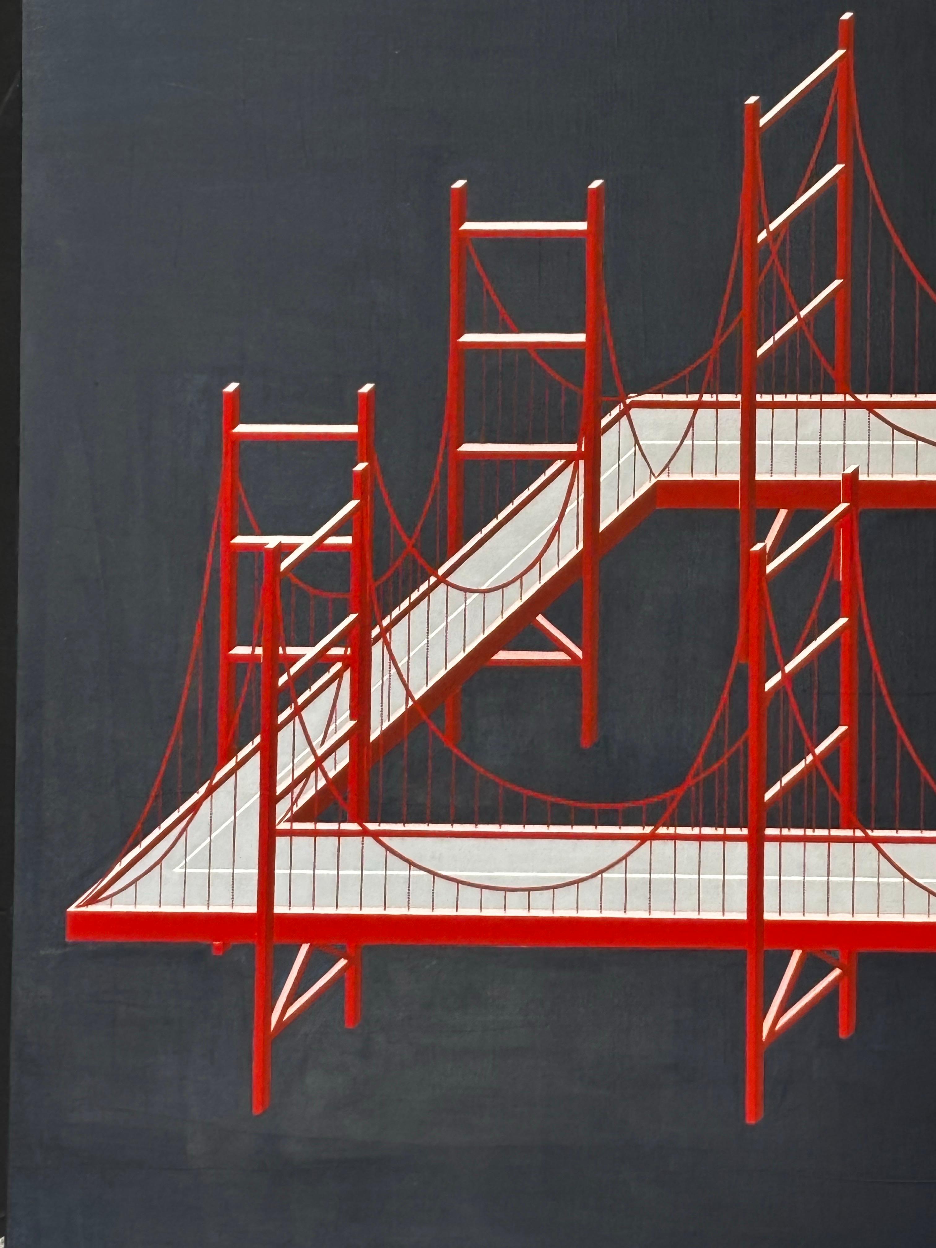 Peinture d'un pont architectural par Jon Widman Bon état - En vente à Philadelphia, PA