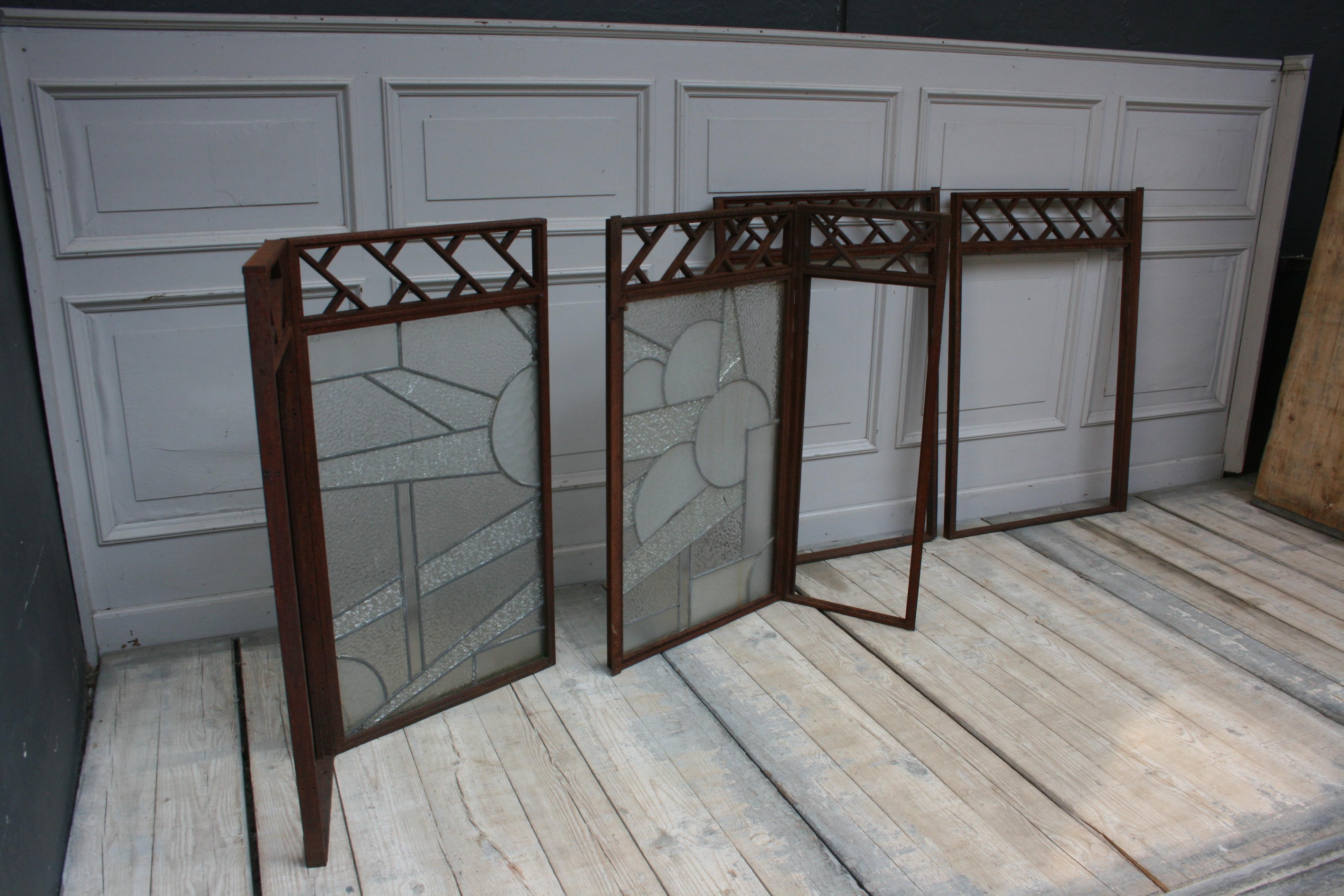 Architectural Iron Art Deco Windows, Set of 4 For Sale 8