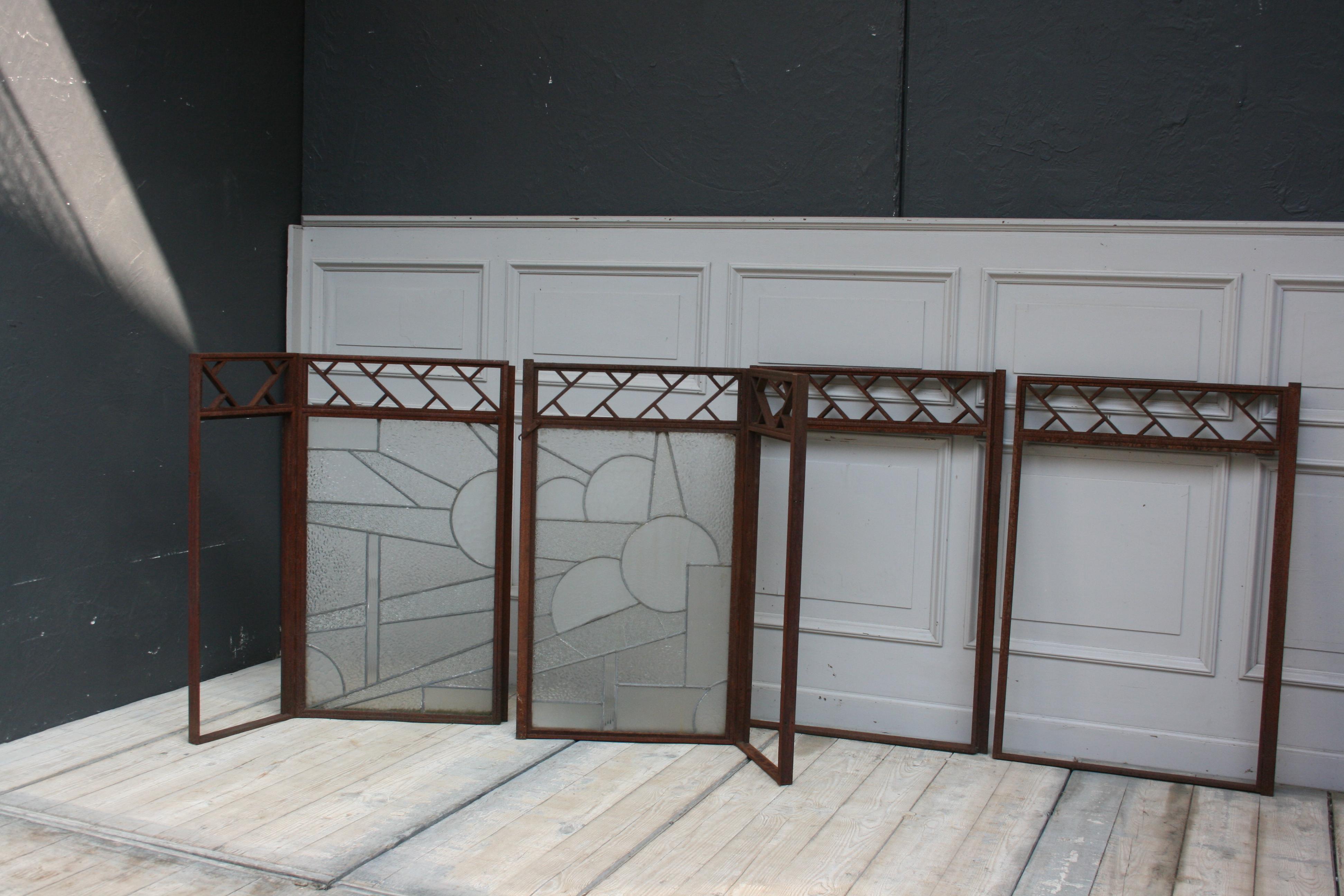 Architektonische Eisen-Art-Déco- Fenster im Art-déco-Stil, 4er-Set im Angebot 2