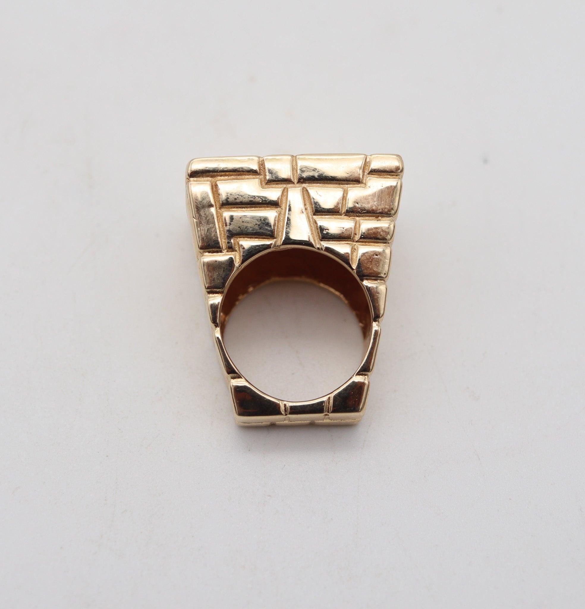 ARCHITECTURAL, bague moderniste des ponts en or jaune massif 14 carats, 1970 en vente 2