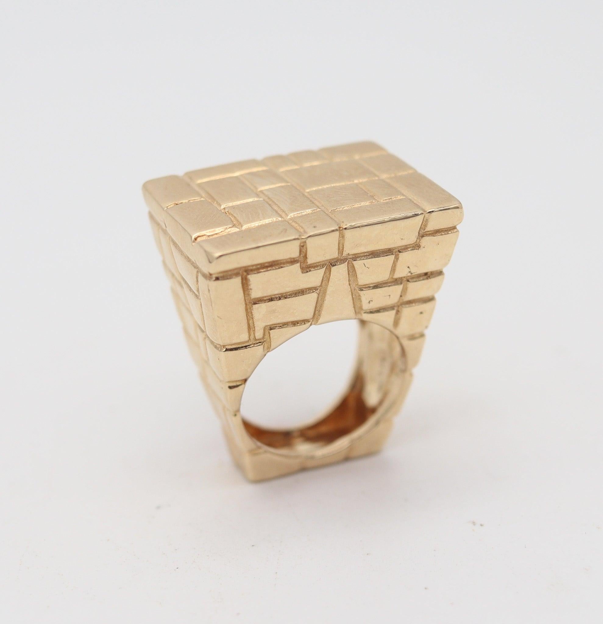 ARCHITECTURAL, bague moderniste des ponts en or jaune massif 14 carats, 1970 en vente 3