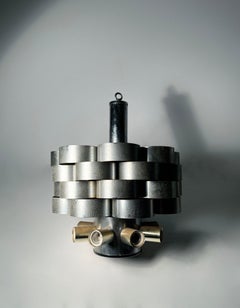 Architectural  1970s Steel Ribbon Cloud Pendant Chandelier by Gaetano Sciolari